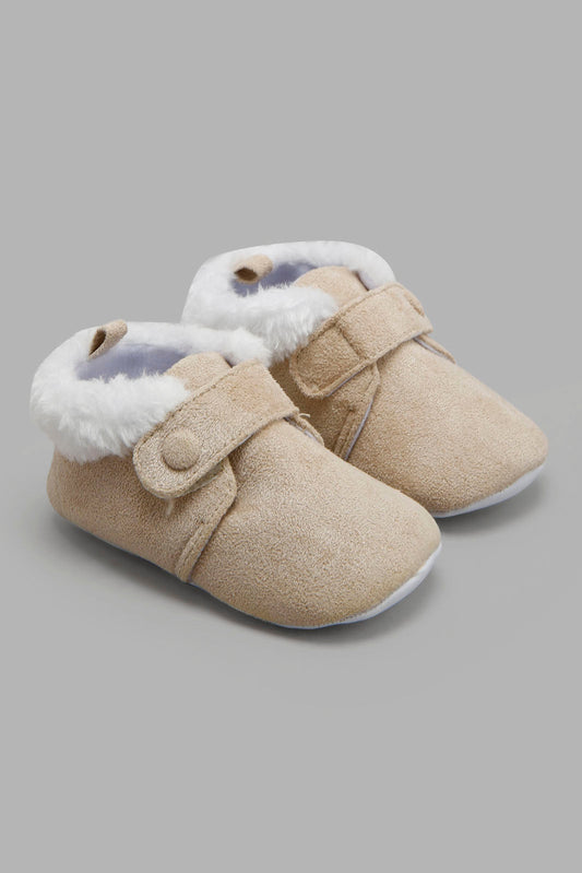 Redtag-Beige-Pram-Booties-Category:Boots,-Colour:Beige,-Deals:New-In,-Filter:Baby-Footwear-(0-to-18-Mths),-NBF-Boots,-New-In-NBF-FOO,-Non-Sale,-Section:Boys-(0-to-14Yrs),-W22A-Baby-0 to 18 Months