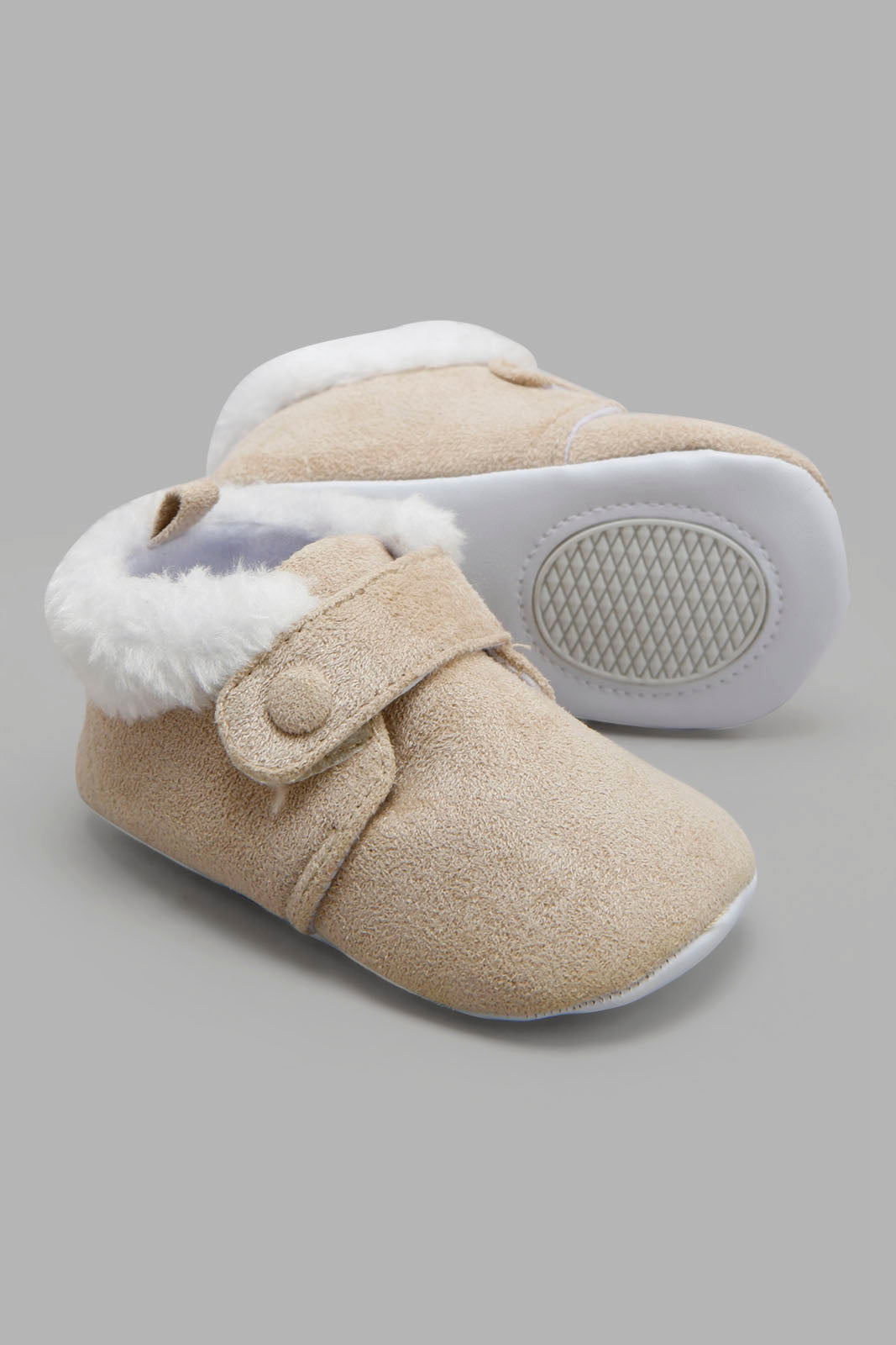 Redtag-Beige-Pram-Booties-Category:Boots,-Colour:Beige,-Deals:New-In,-Filter:Baby-Footwear-(0-to-18-Mths),-NBF-Boots,-New-In-NBF-FOO,-Non-Sale,-Section:Boys-(0-to-14Yrs),-W22A-Baby-0 to 18 Months