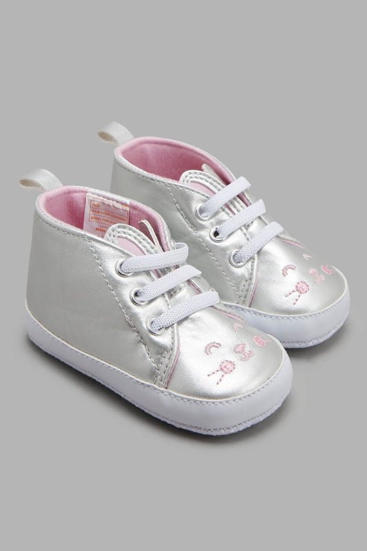 Redtag-Sliver-Pram-Shoe-Category:Shoes,-Colour:Silver,-Deals:New-In,-Filter:Baby-Footwear-(0-to-18-Mths),-NBF-Shoes,-New-In-NBF-FOO,-Non-Sale,-Section:Boys-(0-to-14Yrs),-W22A-Baby-0 to 18 Months