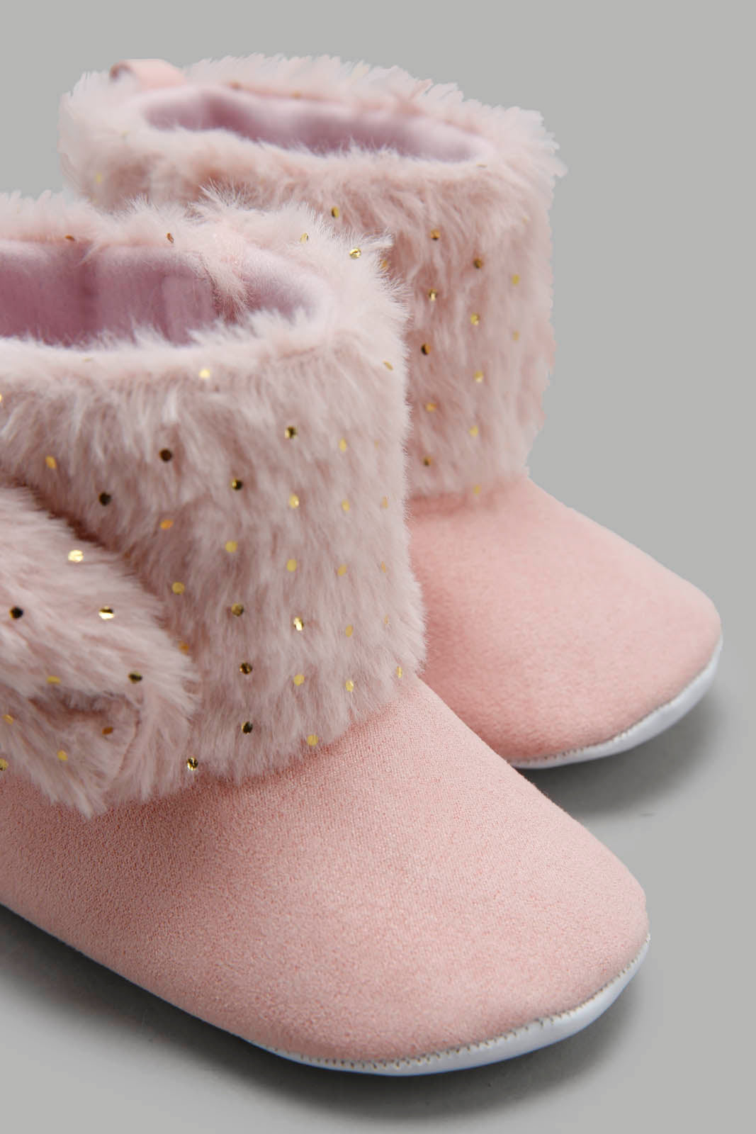 Redtag-Pink-Faux-Fur-Pram-Booties-Category:Boots,-Colour:Pink,-Deals:New-In,-Filter:Baby-Footwear-(0-to-18-Mths),-NBF-Boots,-New-In-NBF-FOO,-Non-Sale,-Section:Boys-(0-to-14Yrs),-W22B-Baby-0 to 18 Months