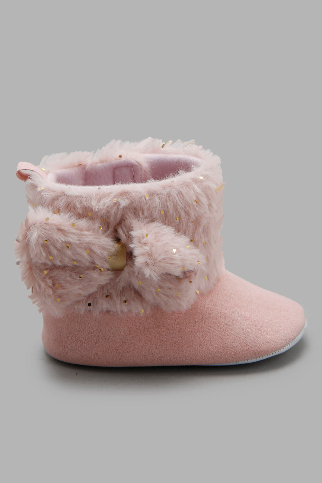 Redtag-Pink-Faux-Fur-Pram-Booties-Category:Boots,-Colour:Pink,-Deals:New-In,-Filter:Baby-Footwear-(0-to-18-Mths),-NBF-Boots,-New-In-NBF-FOO,-Non-Sale,-Section:Boys-(0-to-14Yrs),-W22B-Baby-0 to 18 Months
