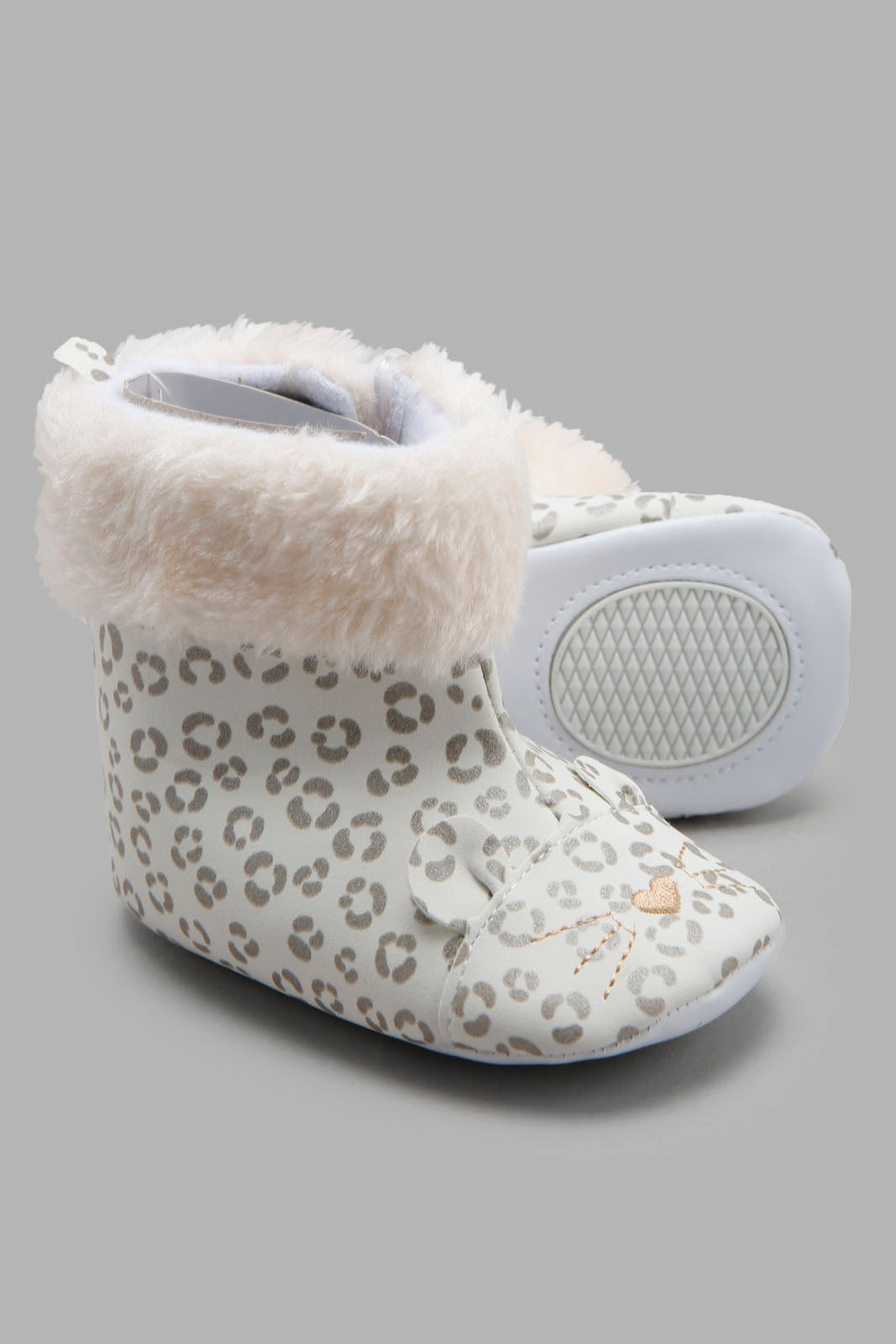 Redtag-White-Faux-Fur-Pram-Booties-Category:Boots,-Colour:White,-Deals:New-In,-Filter:Baby-Footwear-(0-to-18-Mths),-NBF-Boots,-New-In-NBF-FOO,-Non-Sale,-Section:Boys-(0-to-14Yrs),-W22B-Baby-0 to 18 Months