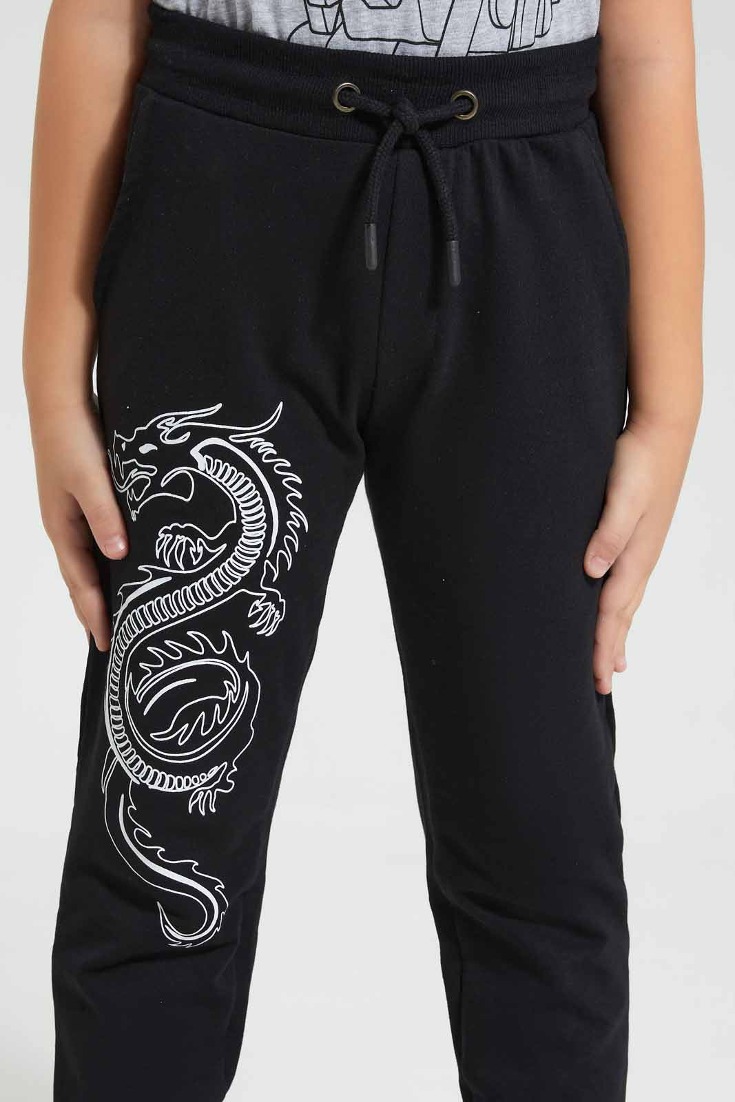 Redtag-Black-Dragon-Print-Jog-Pant-BOY-Joggers,-Category:Joggers,-Colour:Black,-Deals:New-In,-Filter:Boys-(2-to-8-Yrs),-New-In-BOY-APL,-Non-Sale,-Section:Boys-(0-to-14Yrs),-W22O-Boys-2 to 8 Years