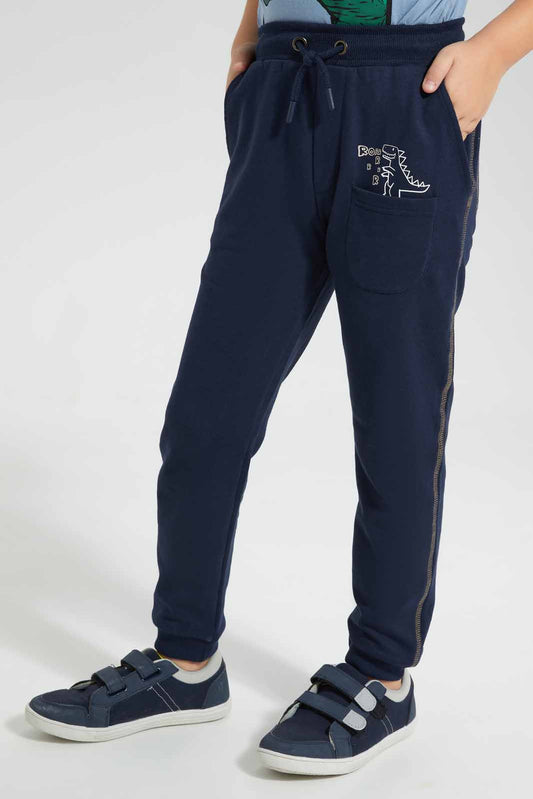 Redtag-Navy-Dino-Pocket-Print-Jog-Pant-BOY-Joggers,-Category:Joggers,-Colour:Navy,-Deals:New-In,-Filter:Boys-(2-to-8-Yrs),-New-In-BOY-APL,-Non-Sale,-Section:Boys-(0-to-14Yrs),-W22O-Boys-2 to 8 Years
