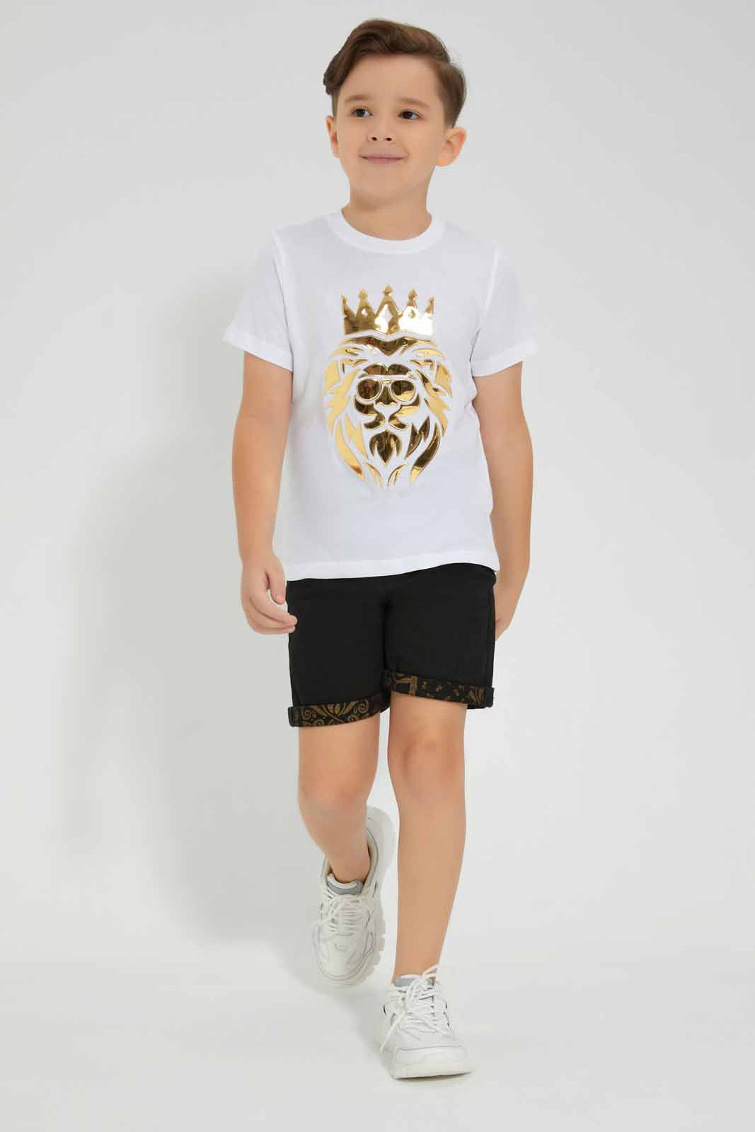 Redtag-Black-Reverse-Printed-Denim-Short-BOY-Shorts,-Category:Shorts,-Colour:Black,-Deals:New-In,-EID,-Filter:Boys-(2-to-8-Yrs),-New-In-BOY-APL,-Non-Sale,-Section:Boys-(0-to-14Yrs),-W22O-Boys-2 to 8 Years