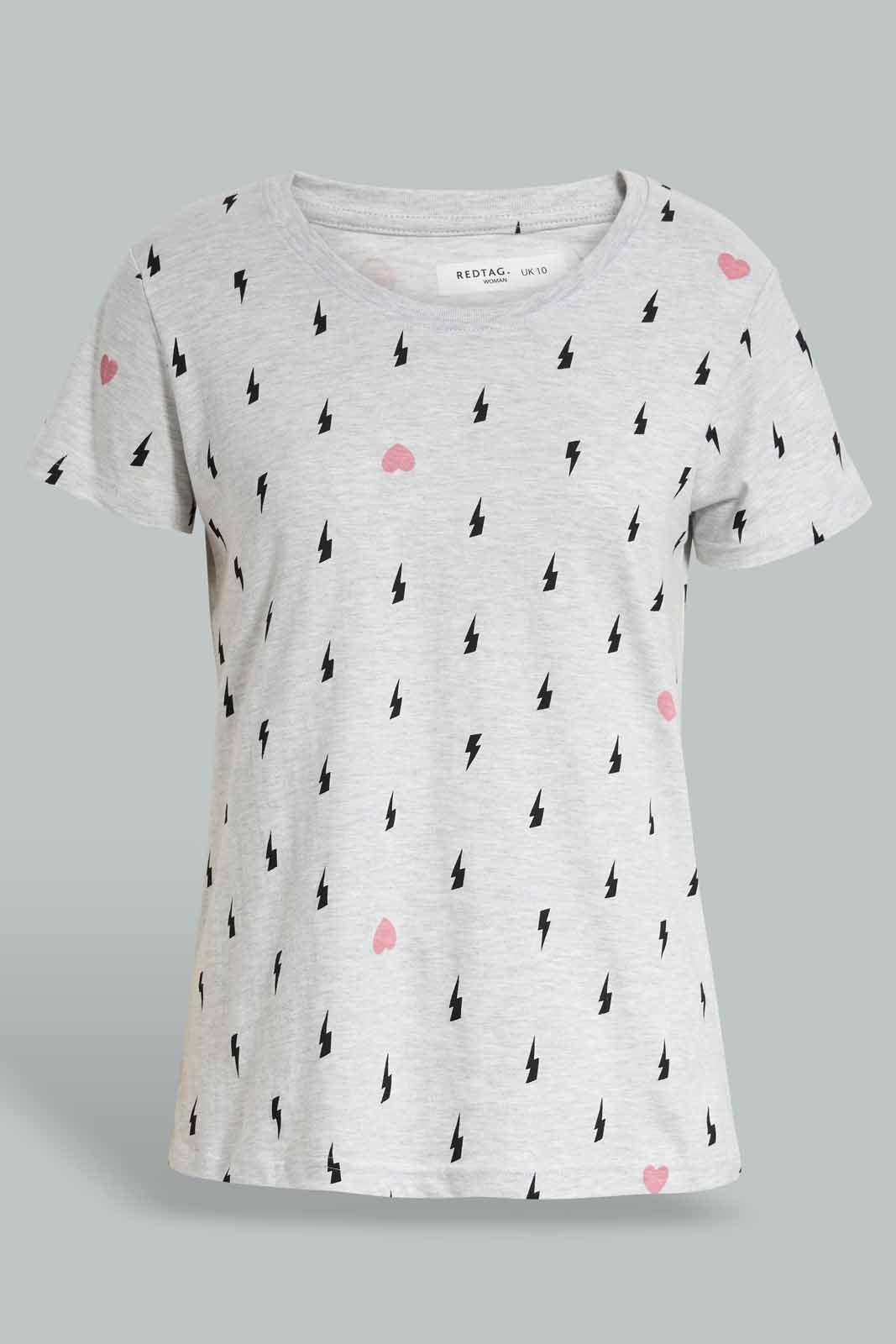 Redtag-Mid-Grey-Melange-Moon-All-Over-Printed-Pyjama-Set-Category:Pyjama-Sets,-Colour:Grey,-Deals:New-In,-Filter:Women's-Clothing,-New-In-Women-APL,-Non-Sale,-Section:Women,-TBL,-W22O,-Women-Pyjama-Sets--