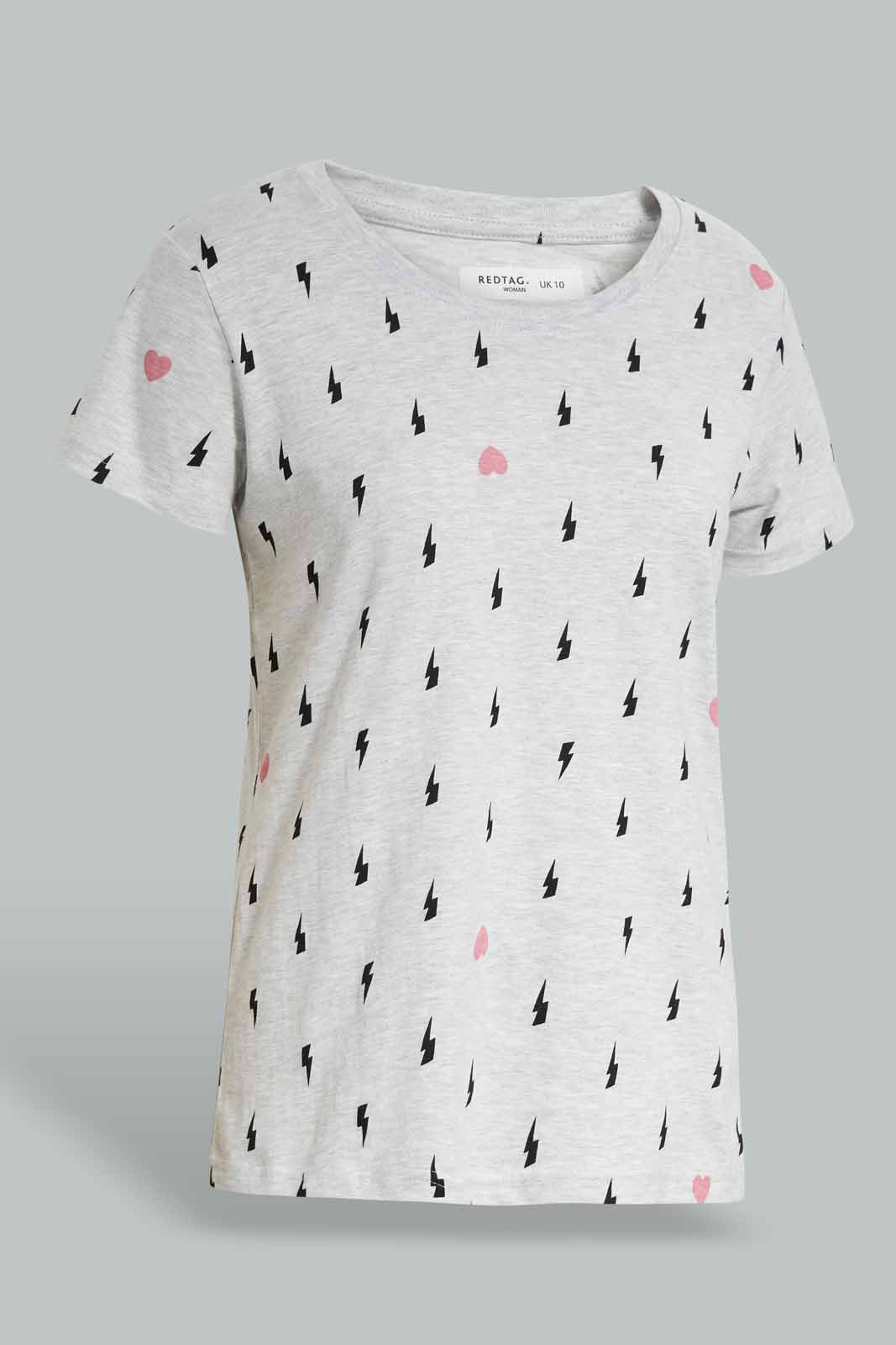 Redtag-Mid-Grey-Melange-Moon-All-Over-Printed-Pyjama-Set-Category:Pyjama-Sets,-Colour:Grey,-Deals:New-In,-Filter:Women's-Clothing,-New-In-Women-APL,-Non-Sale,-Section:Women,-TBL,-W22O,-Women-Pyjama-Sets--