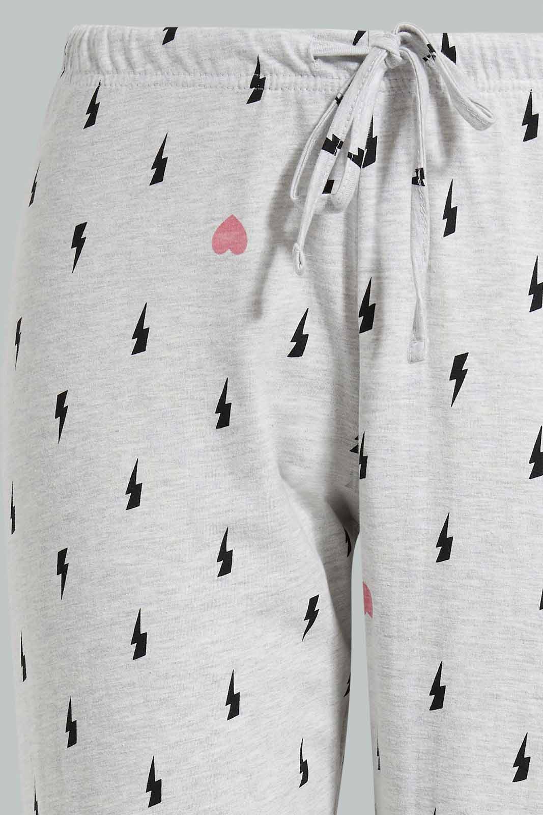 Redtag-Mid-Grey-Melange-Moon-All-Over-Printed-Pyjama-Set-Category:Pyjama-Sets,-Colour:Grey,-Deals:New-In,-Filter:Women's-Clothing,-New-In-Women-APL,-Non-Sale,-Section:Women,-TBL,-W22O,-Women-Pyjama-Sets--