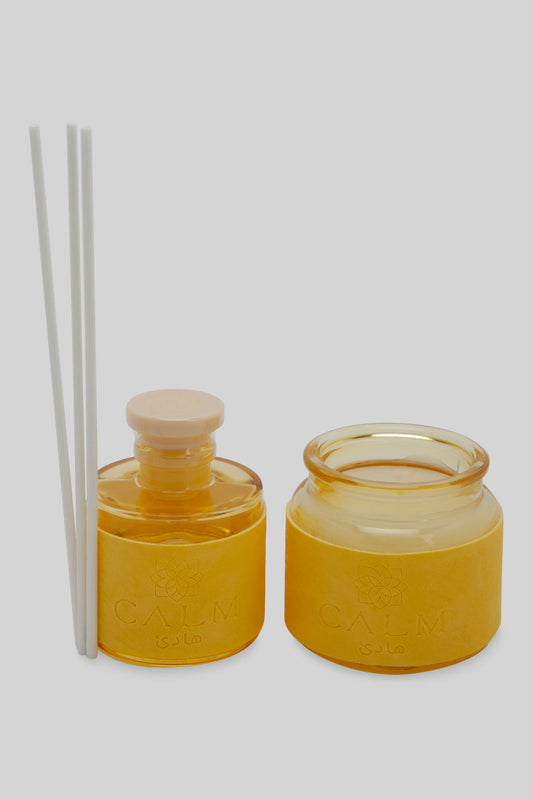 Redtag-Calm-Diffuser-(30Ml)-Candle-Giftset-Category:Diffuser,-Colour:Yellow,-Deals:New-In,-Filter:Home-Decor,-HMW-HOM-Candle-&-Fragrances,-New-In-HMW-HOM,-Non-Sale,-Section:Homewares,-W22O-Home-Decor-