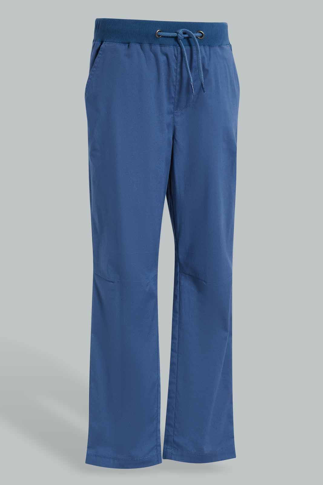 Redtag-Blue-Poplin-Pullon-Trousers-BOY-Trousers,-Category:Trousers,-Colour:Blue,-Deals:New-In,-Filter:Boys-(2-to-8-Yrs),-New-In-BOY-APL,-Non-Sale,-Section:Boys-(0-to-14Yrs),-W22O-Boys-2 to 8 Years