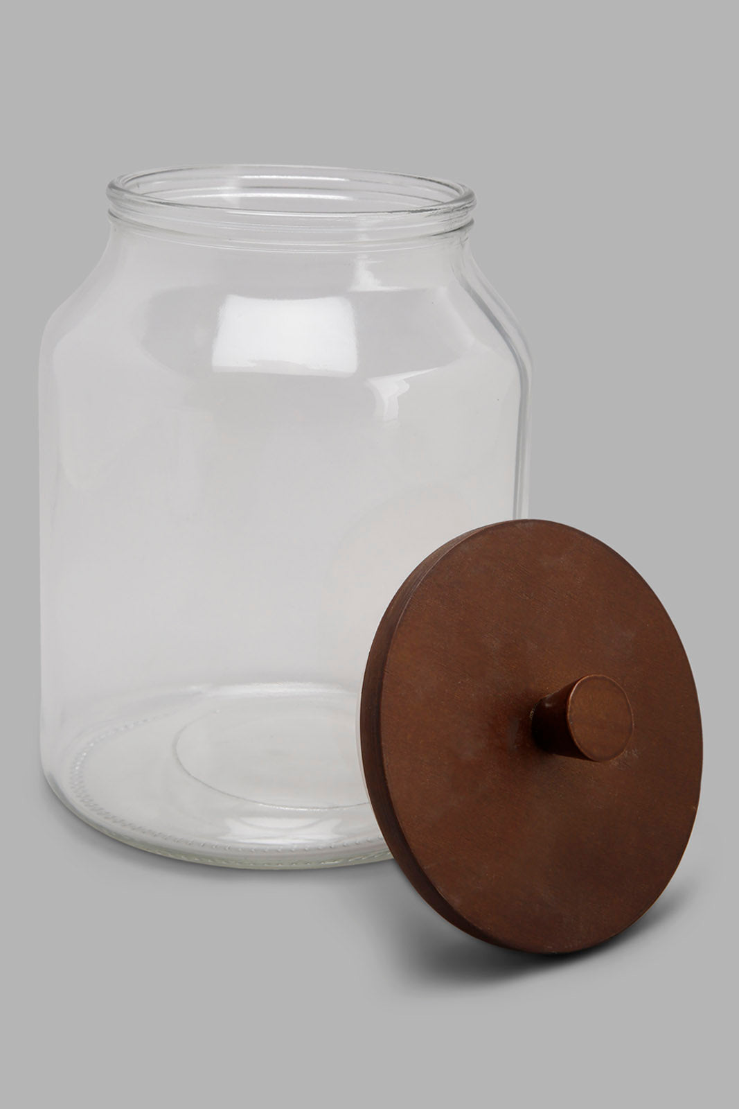 Redtag-Clear-Glass-Canister-With-Wooden-Lid-(Large)-Category:Canisters-And-Jars,-Colour:White,-Deals:New-In,-Filter:Home-Dining,-HMW-DIN-Storage,-New-In-HMW-DIN,-Non-Sale,-Section:Homewares,-W22A-Home-Dining-