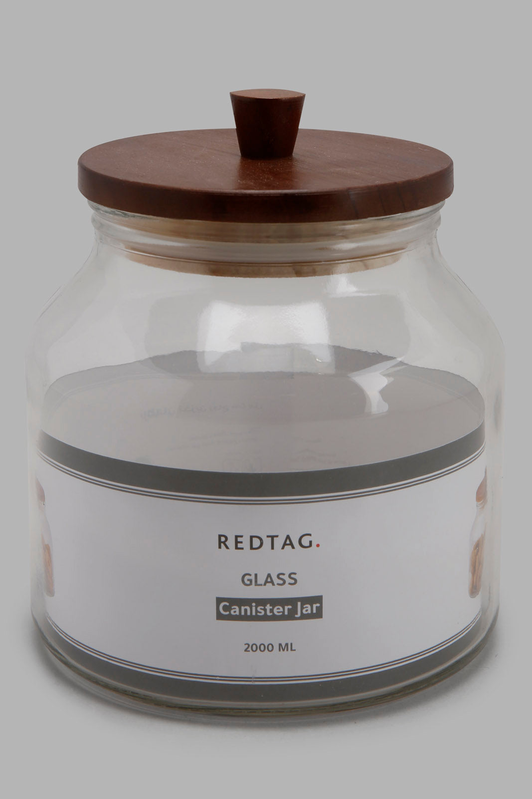 Redtag-Clear-Glass-Canister-With-Wooden-Lid-(Medium)-Category:Canisters-And-Jars,-Colour:White,-Deals:New-In,-Filter:Home-Dining,-HMW-DIN-Storage,-New-In-HMW-DIN,-Non-Sale,-Section:Homewares,-W22A-Home-Dining-