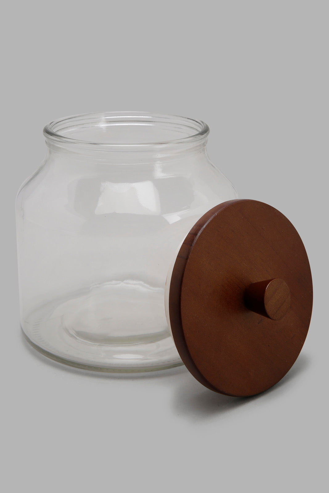 Redtag-Clear-Glass-Canister-With-Wooden-Lid-(Medium)-Category:Canisters-And-Jars,-Colour:White,-Deals:New-In,-Filter:Home-Dining,-HMW-DIN-Storage,-New-In-HMW-DIN,-Non-Sale,-Section:Homewares,-W22A-Home-Dining-
