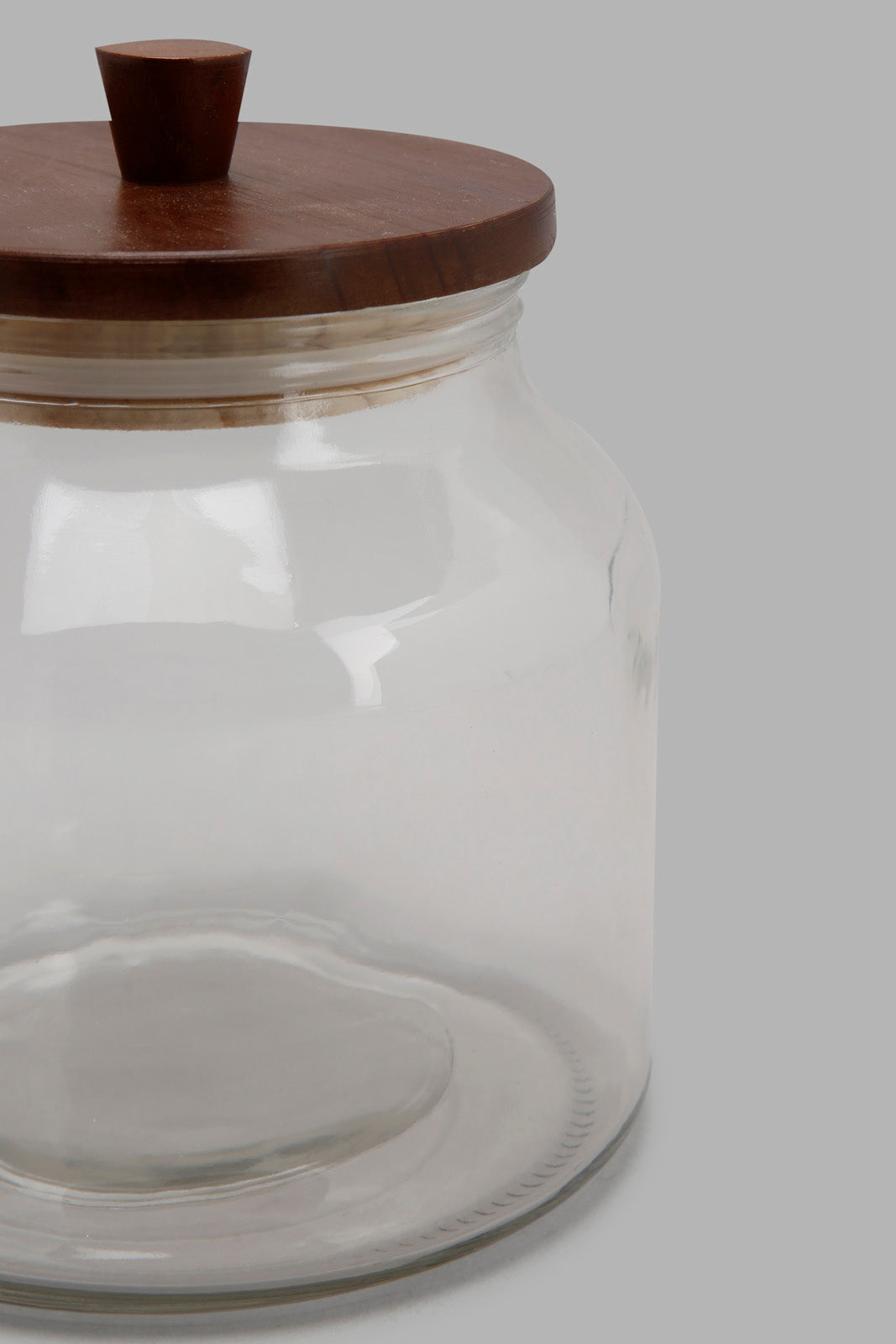Redtag-Clear-Glass-Canister-With-Wooden-Lid-(Medium)-Category:Canisters-And-Jars,-Colour:White,-Deals:New-In,-Filter:Home-Dining,-HMW-DIN-Storage,-New-In-HMW-DIN,-Non-Sale,-Section:Homewares,-W22A-Home-Dining-