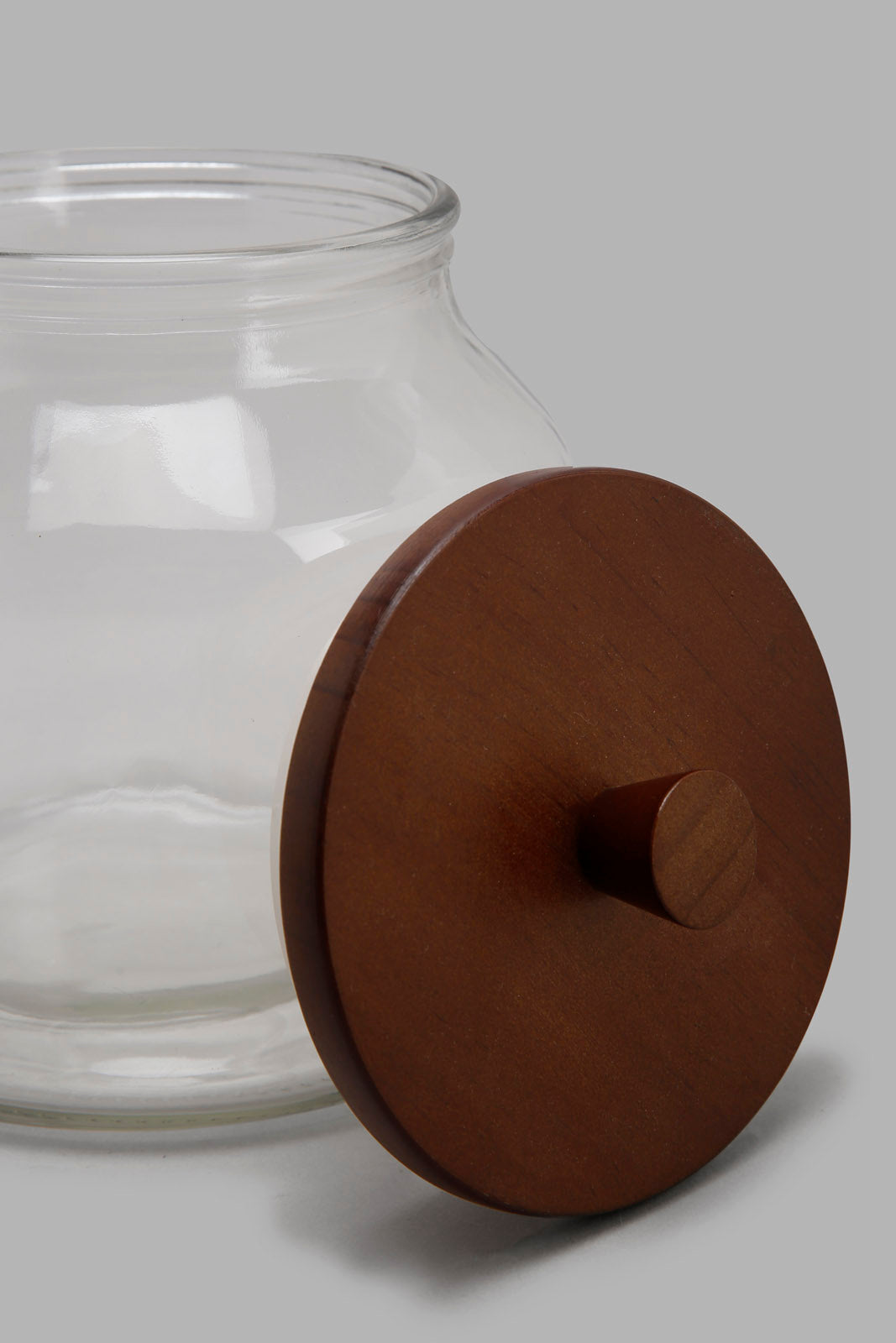 Redtag-Clear-Glass-Canister-With-Wooden-Lid-(Medium)-Category:Canisters-And-Jars,-Colour:White,-Deals:New-In,-Filter:Home-Dining,-HMW-DIN-Storage,-New-In-HMW-DIN,-Non-Sale,-Section:Homewares,-W22A-Home-Dining-