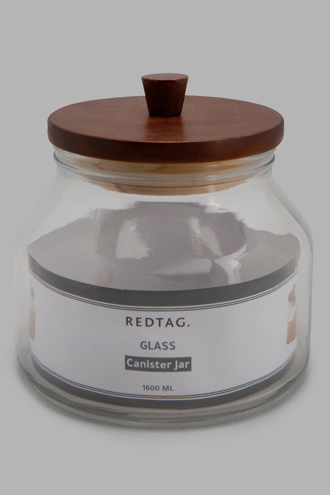 Redtag-Clear-Glass-Canister-With-Wooden-Lid-(Small)-Category:Canisters-And-Jars,-Colour:White,-Deals:New-In,-Filter:Home-Dining,-HMW-DIN-Storage,-New-In-HMW-DIN,-Non-Sale,-Section:Homewares,-W22A-Home-Dining-