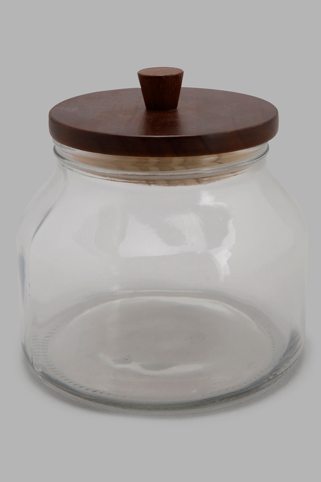 Redtag-Clear-Glass-Canister-With-Wooden-Lid-(Small)-Category:Canisters-And-Jars,-Colour:White,-Deals:New-In,-Filter:Home-Dining,-HMW-DIN-Storage,-New-In-HMW-DIN,-Non-Sale,-Section:Homewares,-W22A-Home-Dining-