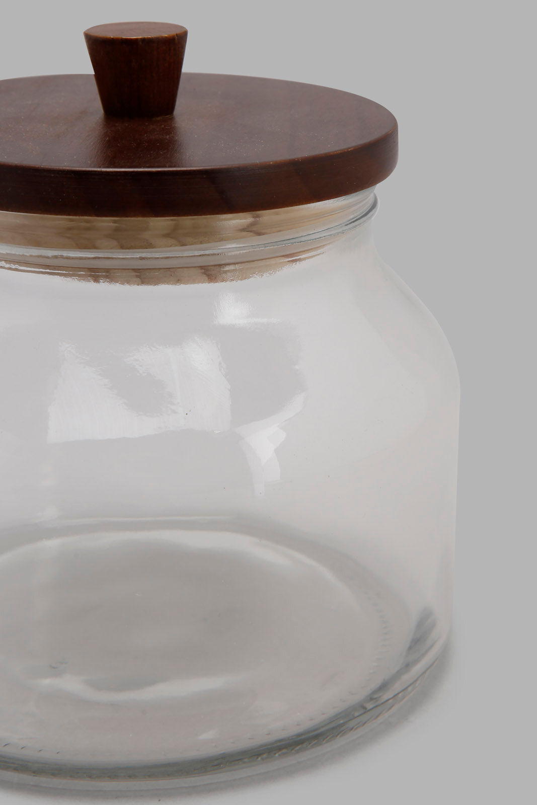 Redtag-Clear-Glass-Canister-With-Wooden-Lid-(Small)-Category:Canisters-And-Jars,-Colour:White,-Deals:New-In,-Filter:Home-Dining,-HMW-DIN-Storage,-New-In-HMW-DIN,-Non-Sale,-Section:Homewares,-W22A-Home-Dining-