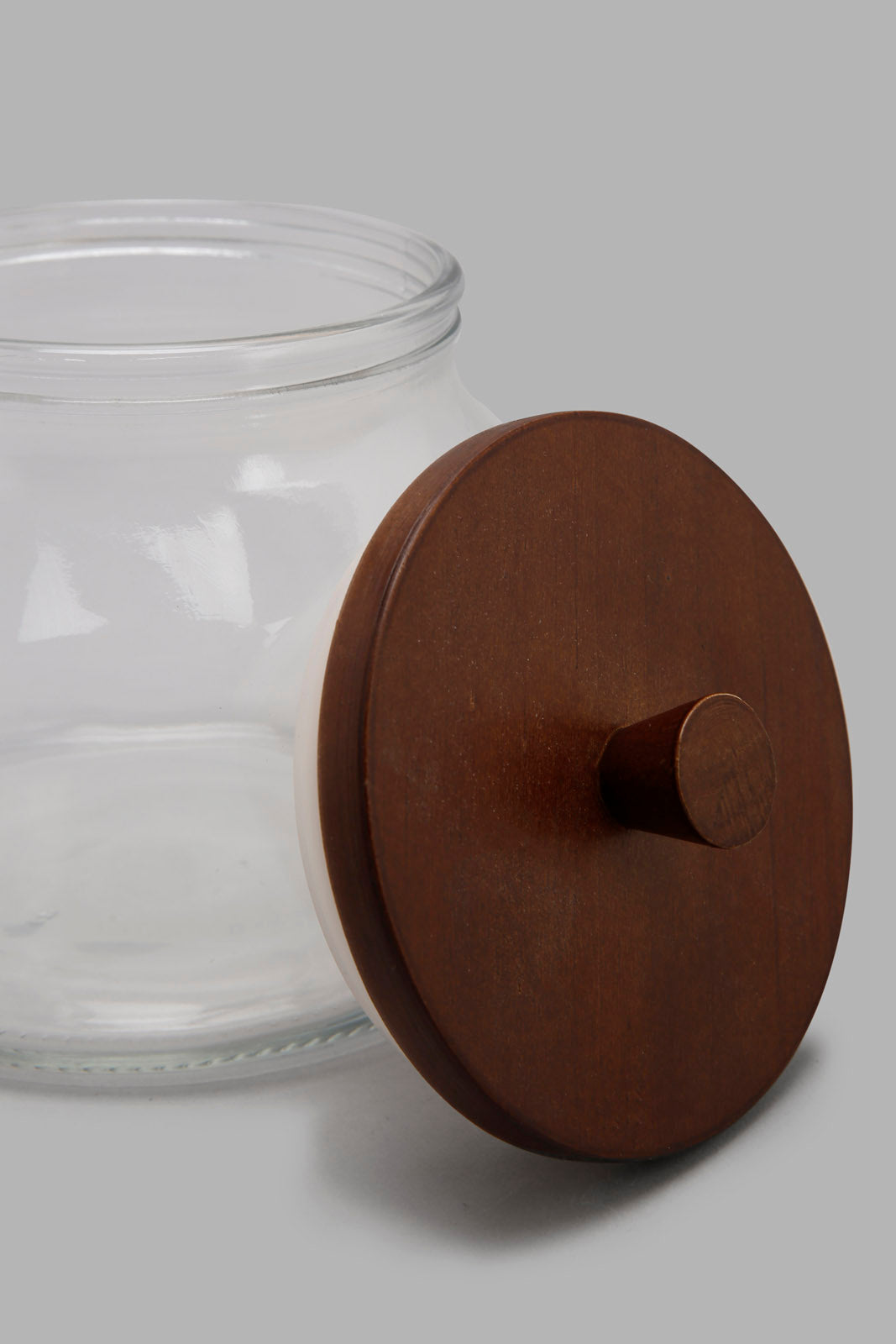 Redtag-Clear-Glass-Canister-With-Wooden-Lid-(Small)-Category:Canisters-And-Jars,-Colour:White,-Deals:New-In,-Filter:Home-Dining,-HMW-DIN-Storage,-New-In-HMW-DIN,-Non-Sale,-Section:Homewares,-W22A-Home-Dining-