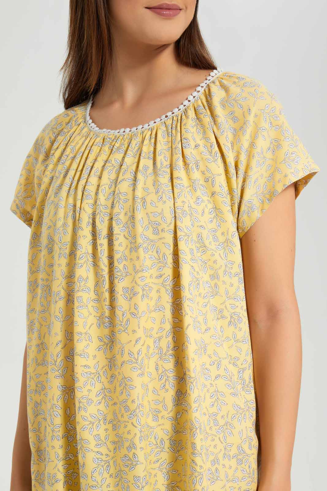 Redtag-Yellow-Printed-Nightgown-Category:Nightgowns,-Colour:Yellow,-Deals:New-In,-Filter:Women's-Clothing,-New-In-Women-APL,-Non-Sale,-S22D,-Section:Women,-Women-Nightgowns--