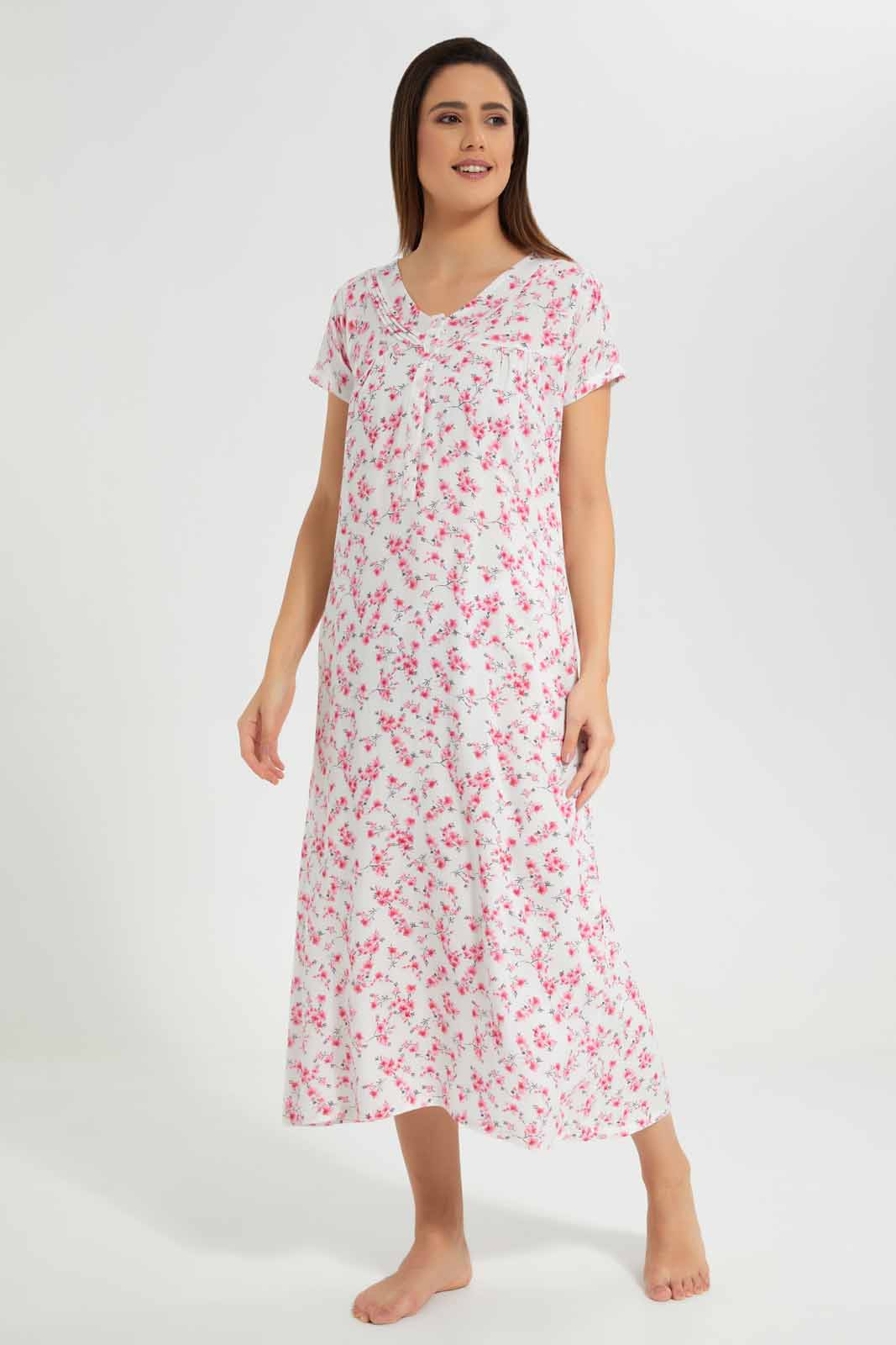 Redtag-Ivory-Printed-Nightgown-Category:Nightgowns,-Colour:Ivory,-Deals:New-In,-Filter:Women's-Clothing,-New-In-Women-APL,-Non-Sale,-S22D,-Section:Women,-Women-Nightgowns--