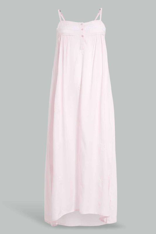 Redtag-Pale-Pink-Embroidered-Nightgown-Category:Nightgowns,-Colour:Apricot,-Deals:New-In,-Filter:Women's-Clothing,-New-In-Women-APL,-Non-Sale,-S22D,-Section:Women,-Women-Nightgowns--