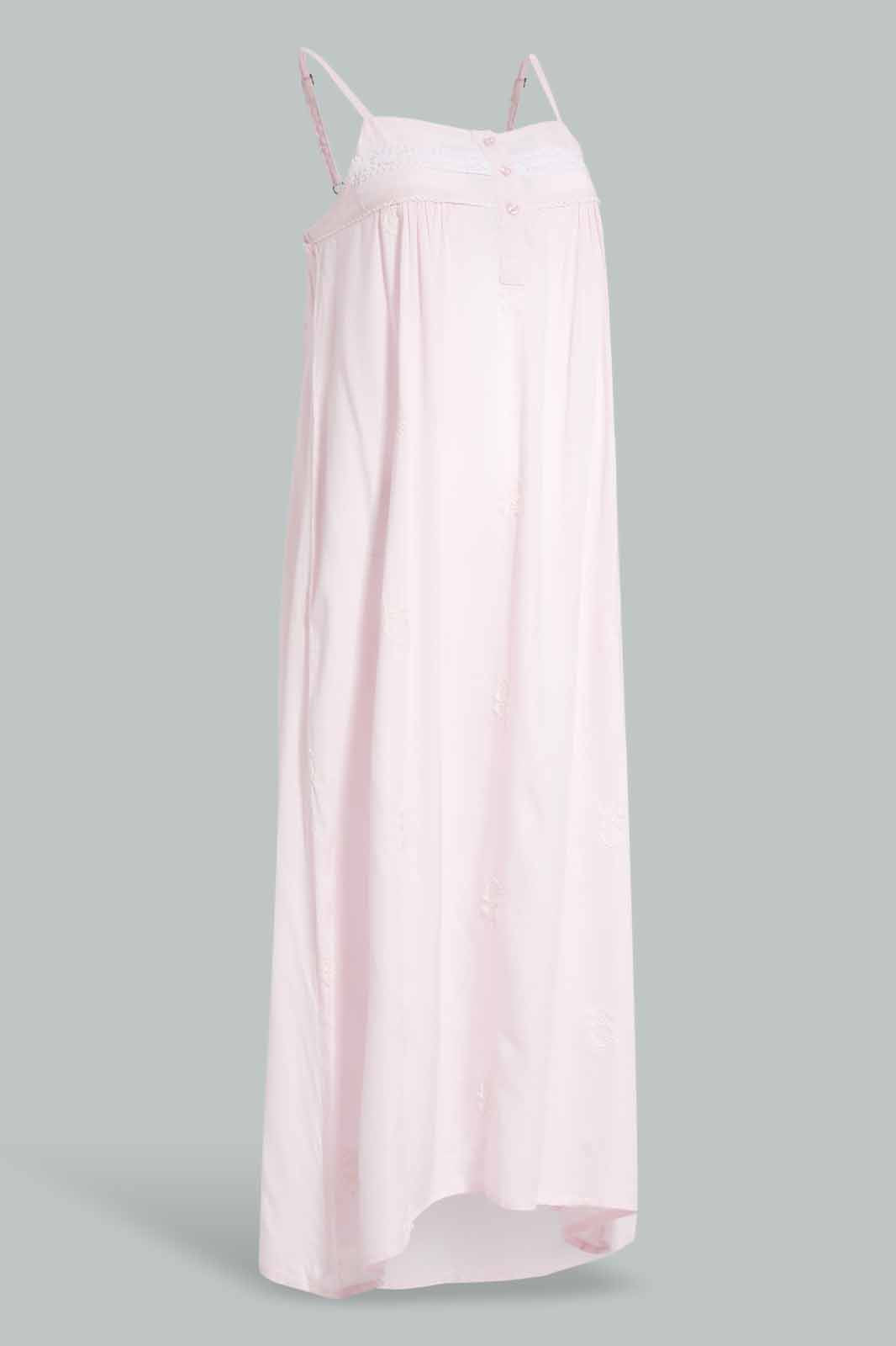 Redtag-Pale-Pink-Embroidered-Nightgown-Category:Nightgowns,-Colour:Apricot,-Deals:New-In,-Filter:Women's-Clothing,-New-In-Women-APL,-Non-Sale,-S22D,-Section:Women,-Women-Nightgowns--