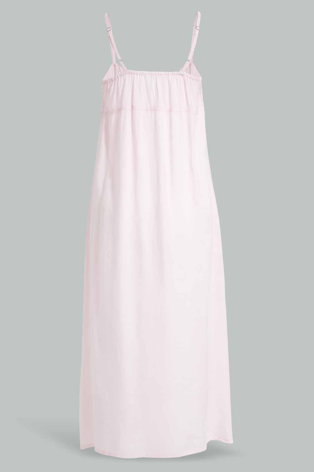 Redtag-Pale-Pink-Embroidered-Nightgown-Category:Nightgowns,-Colour:Apricot,-Deals:New-In,-Filter:Women's-Clothing,-New-In-Women-APL,-Non-Sale,-S22D,-Section:Women,-Women-Nightgowns--