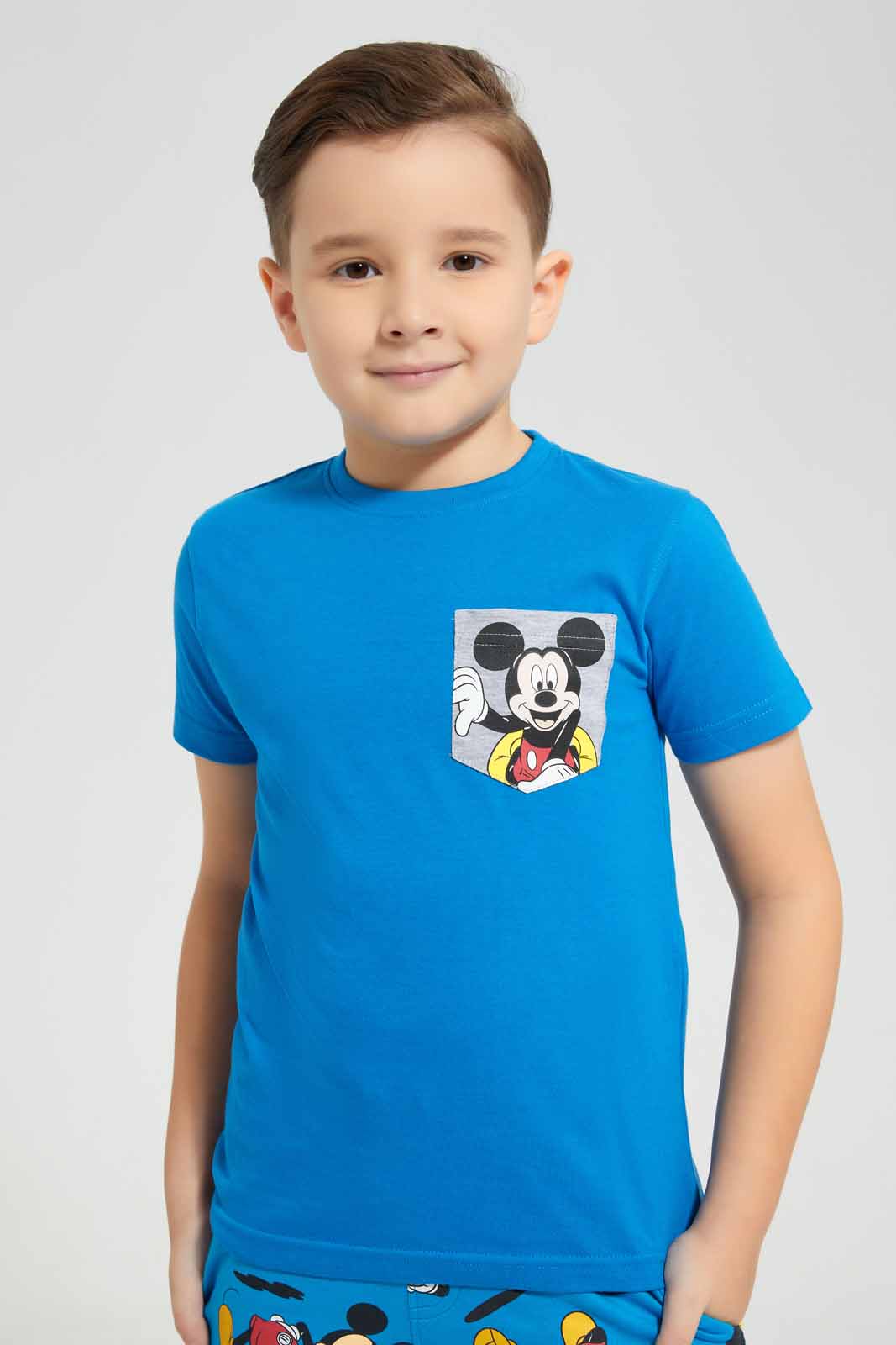Redtag-Blue-Mickey-Graphic-Pocket-T-Shirt-BOY-T-Shirts,-Category:T-Shirts,-Colour:Blue,-Deals:New-In,-Filter:Boys-(2-to-8-Yrs),-New-In-BOY-APL,-Non-Sale,-Section:Boys-(0-to-14Yrs),-TBL,-W22O-Boys-2 to 8 Years