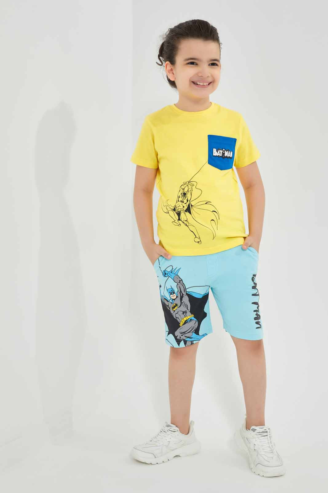 Redtag-Yellow-Batman-Graphic-Pocket-T-Shirt-BOY-T-Shirts,-Category:T-Shirts,-CHR,-Colour:Yellow,-Deals:New-In,-Filter:Boys-(2-to-8-Yrs),-New-In-BOY-APL,-Non-Sale,-Section:Boys-(0-to-14Yrs),-TBL,-W22O-Boys-2 to 8 Years