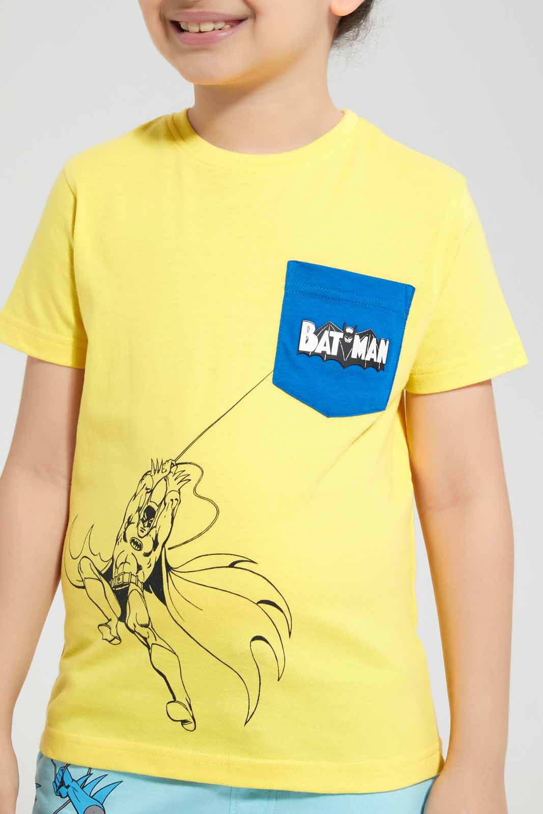 Redtag-Yellow-Batman-Graphic-Pocket-T-Shirt-BOY-T-Shirts,-Category:T-Shirts,-CHR,-Colour:Yellow,-Deals:New-In,-Filter:Boys-(2-to-8-Yrs),-New-In-BOY-APL,-Non-Sale,-Section:Boys-(0-to-14Yrs),-TBL,-W22O-Boys-2 to 8 Years