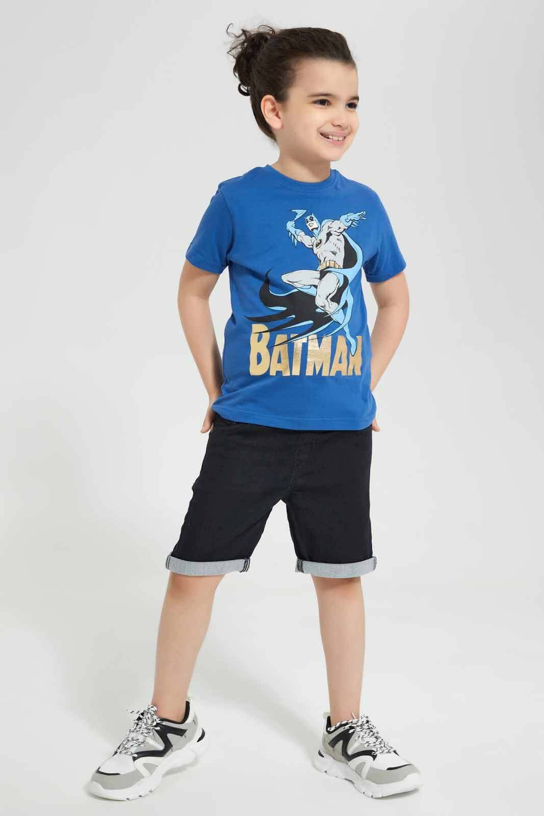 Redtag-Navy-Batman-Graphic-SS-T-Shirt-BOY-T-Shirts,-Category:T-Shirts,-CHR,-Colour:Navy,-Deals:New-In,-Filter:Boys-(2-to-8-Yrs),-New-In-BOY-APL,-Non-Sale,-Section:Boys-(0-to-14Yrs),-TBL,-W22O-Boys-2 to 8 Years