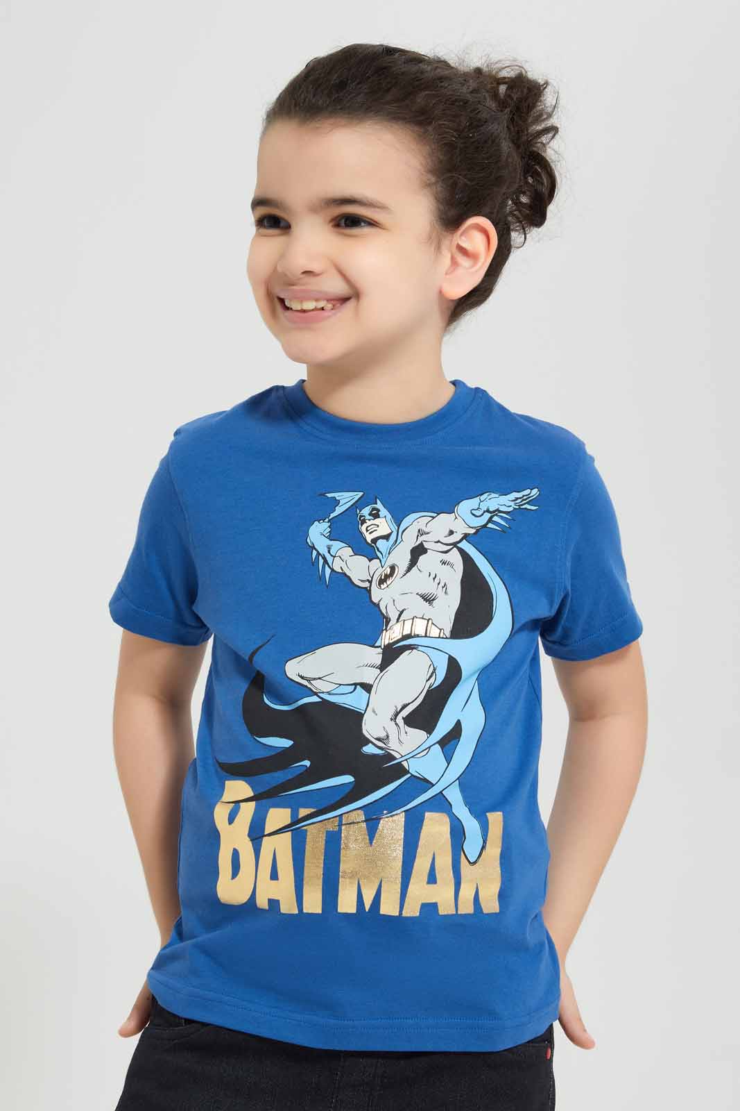 Redtag-Navy-Batman-Graphic-SS-T-Shirt-BOY-T-Shirts,-Category:T-Shirts,-CHR,-Colour:Navy,-Deals:New-In,-Filter:Boys-(2-to-8-Yrs),-New-In-BOY-APL,-Non-Sale,-Section:Boys-(0-to-14Yrs),-TBL,-W22O-Boys-2 to 8 Years