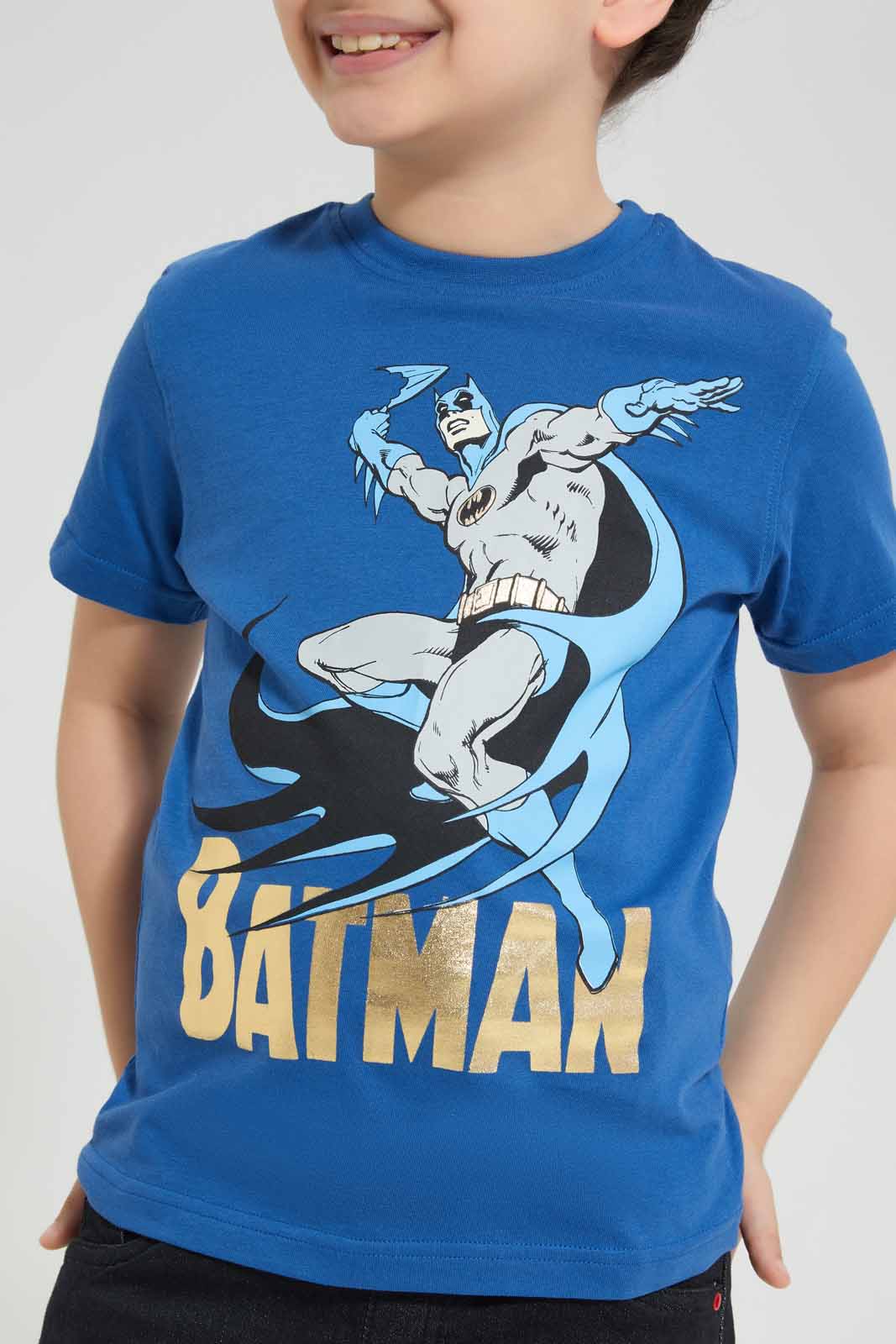 Redtag-Navy-Batman-Graphic-SS-T-Shirt-BOY-T-Shirts,-Category:T-Shirts,-CHR,-Colour:Navy,-Deals:New-In,-Filter:Boys-(2-to-8-Yrs),-New-In-BOY-APL,-Non-Sale,-Section:Boys-(0-to-14Yrs),-TBL,-W22O-Boys-2 to 8 Years