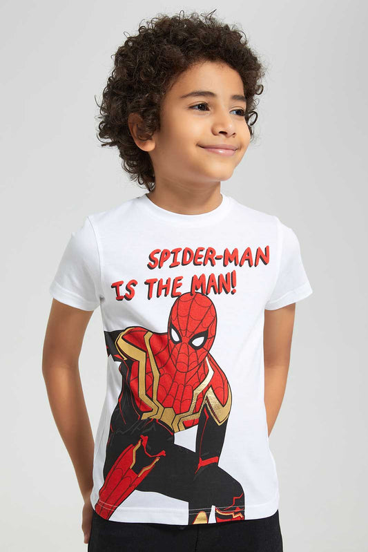 Redtag-White-Spiderman-Graphic-SS-T-Shirt-BOY-T-Shirts,-Category:T-Shirts,-CHR,-Colour:White,-Deals:New-In,-Filter:Boys-(2-to-8-Yrs),-New-In-BOY-APL,-Non-Sale,-Section:Boys-(0-to-14Yrs),-TBL,-W22O-Boys-2 to 8 Years