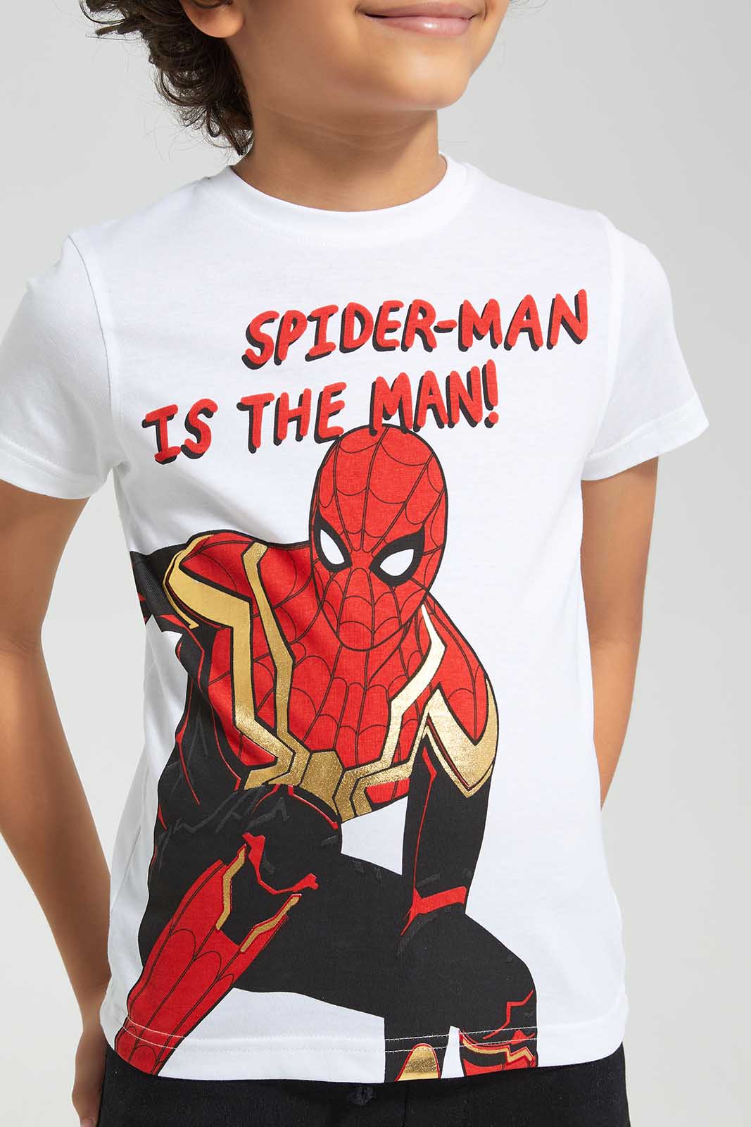Redtag-White-Spiderman-Graphic-SS-T-Shirt-BOY-T-Shirts,-Category:T-Shirts,-CHR,-Colour:White,-Deals:New-In,-Filter:Boys-(2-to-8-Yrs),-New-In-BOY-APL,-Non-Sale,-Section:Boys-(0-to-14Yrs),-TBL,-W22O-Boys-2 to 8 Years