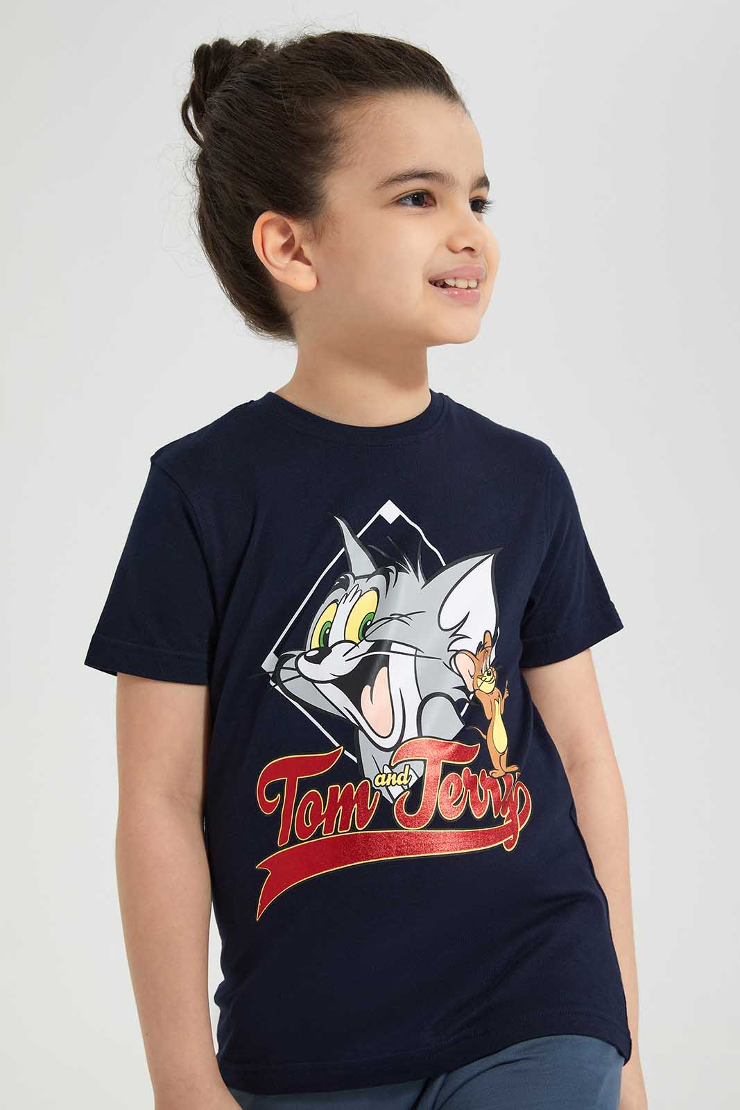Redtag-Grey-Tom-And-Jerry-Graphic-SS-T-Shirt-BOY-T-Shirts,-Category:T-Shirts,-CHR,-Colour:Grey,-Deals:New-In,-Filter:Boys-(2-to-8-Yrs),-New-In-BOY-APL,-Non-Sale,-Section:Boys-(0-to-14Yrs),-TBL,-W22O-Boys-2 to 8 Years