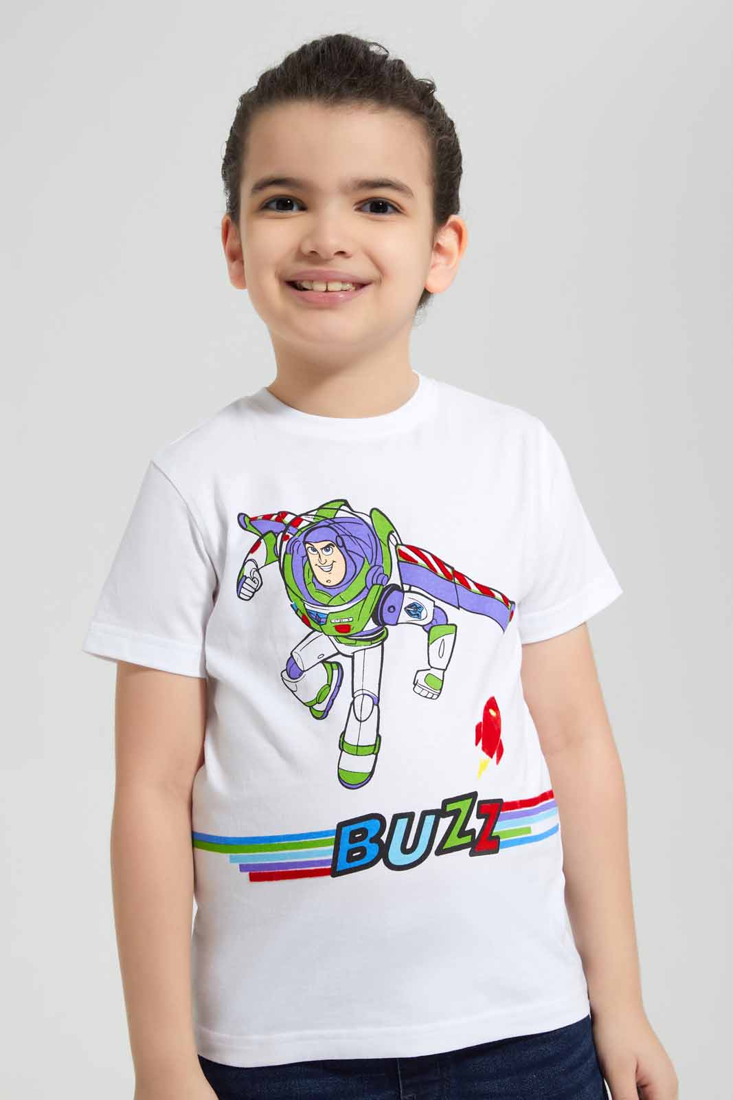 Redtag-White-Buzz-Graphic-SS-T-Shirt-BOY-T-Shirts,-Category:T-Shirts,-Colour:White,-Deals:New-In,-Filter:Boys-(2-to-8-Yrs),-New-In-BOY-APL,-Non-Sale,-Section:Boys-(0-to-14Yrs),-TBL,-W22O-Boys-2 to 8 Years