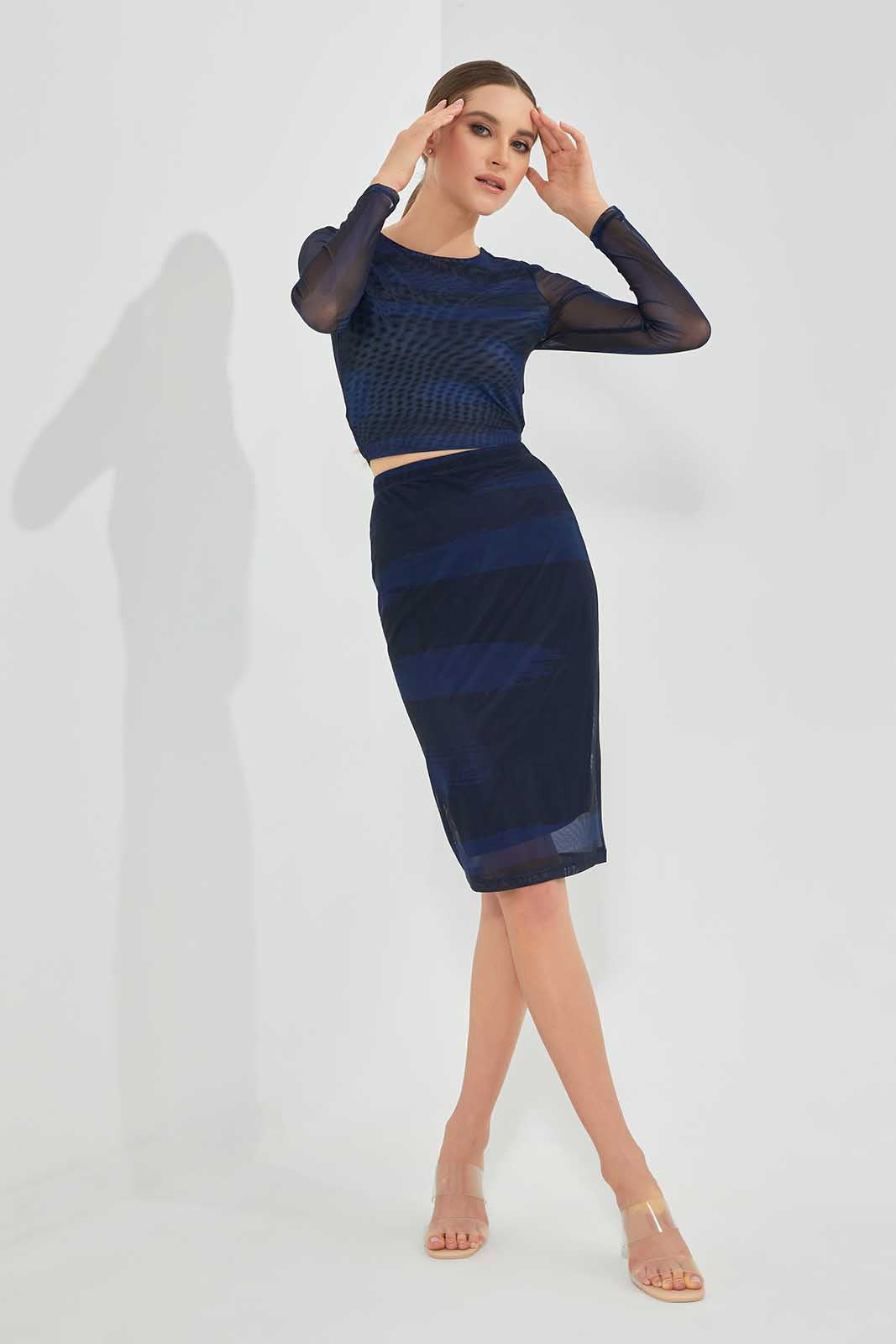 Redtag-Navy-Longsleeve-Crop-Top-Category:Tops,-Colour:Navy,-Deals:New-In,-Filter:Women's-Clothing,-LEC,-LEC-Tops,-New-In-LEC,-Non-Sale,-Section:Women,-W22O-Women's-