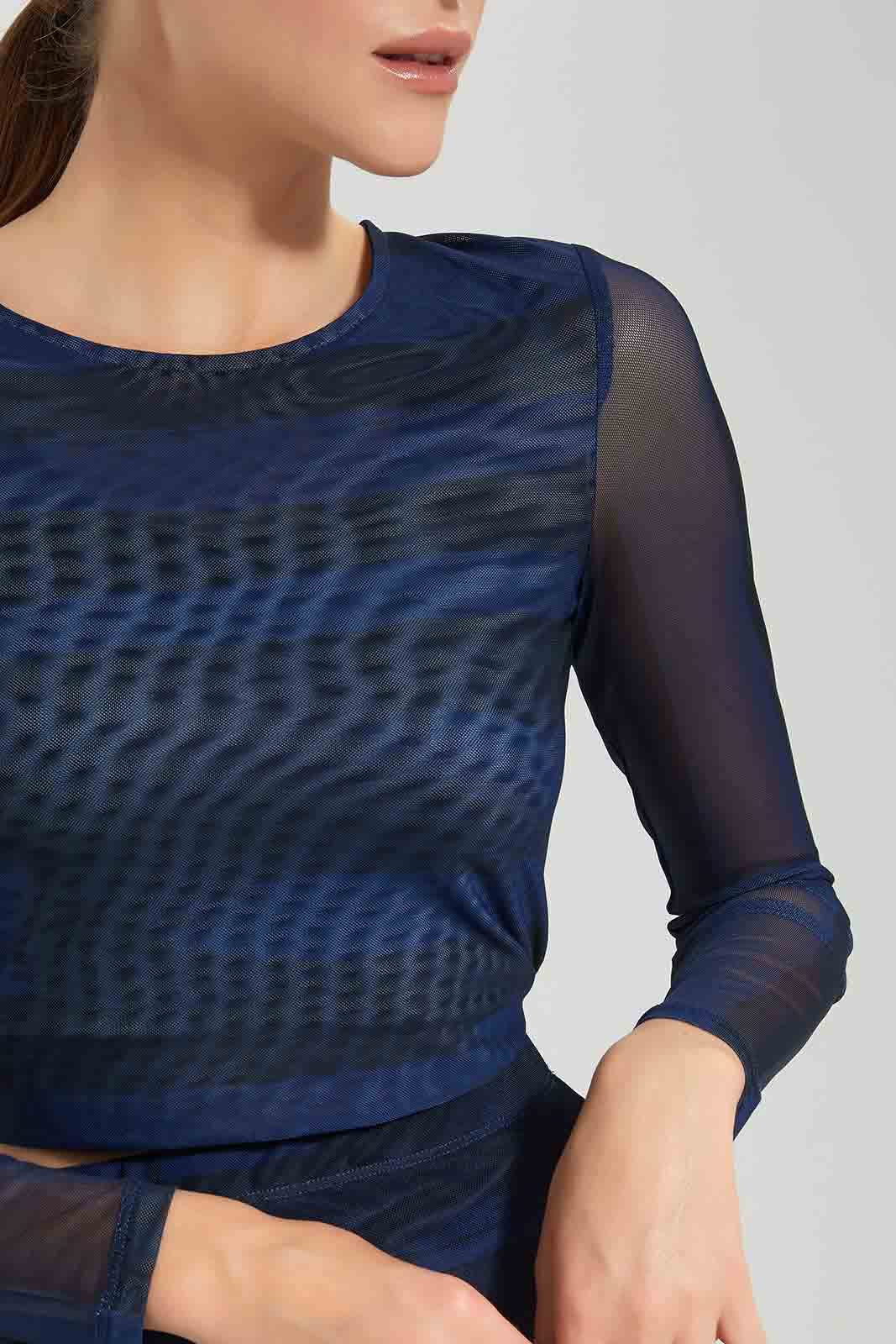 Redtag-Navy-Longsleeve-Crop-Top-Category:Tops,-Colour:Navy,-Deals:New-In,-Filter:Women's-Clothing,-LEC,-LEC-Tops,-New-In-LEC,-Non-Sale,-Section:Women,-W22O-Women's-