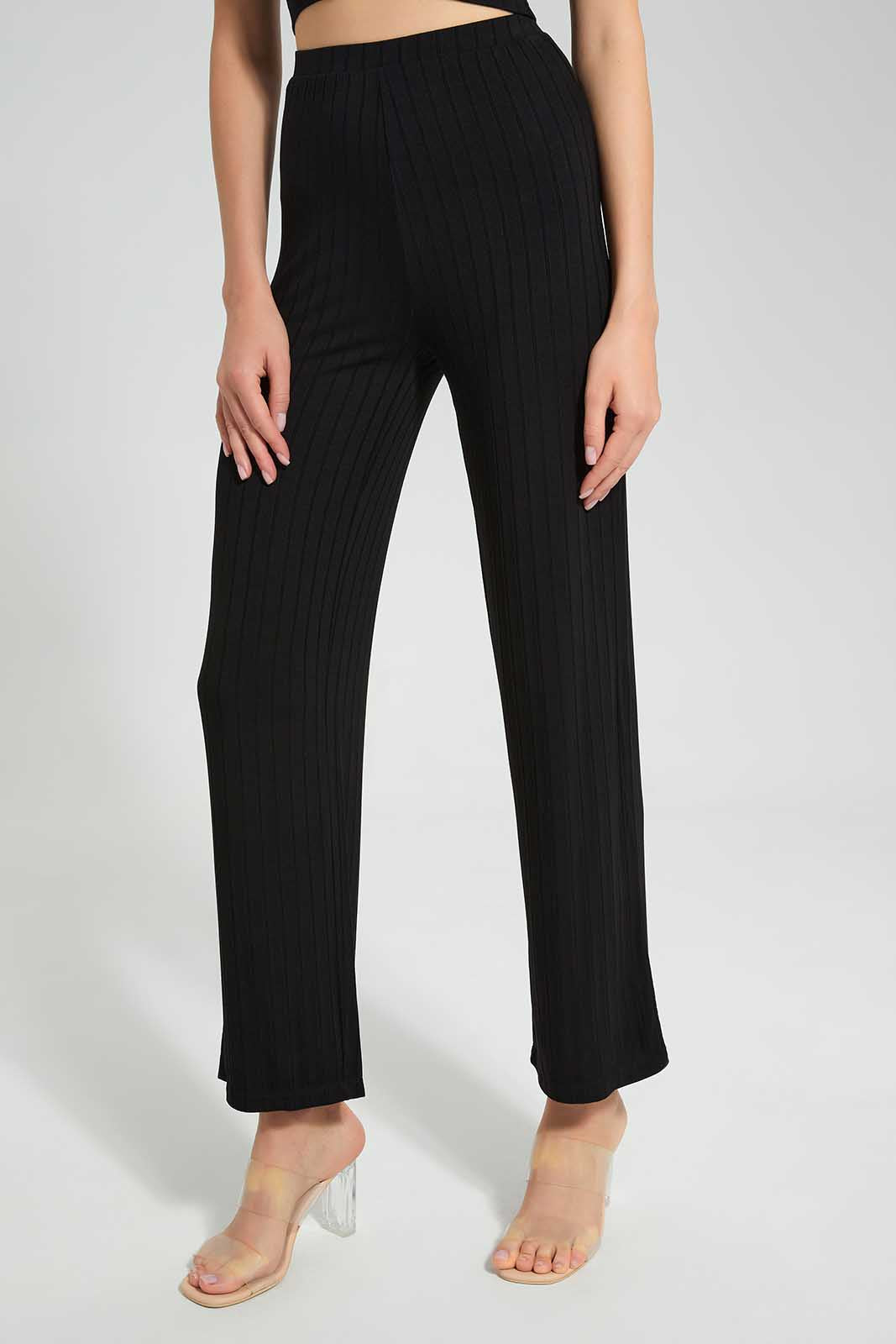Redtag-Black-Flared-Trosuer-Category:Trousers,-Colour:Black,-Deals:New-In,-Filter:Women's-Clothing,-LEC,-LEC-Trousers,-New-In-LEC,-Non-Sale,-Section:Women,-W22O-Women's-