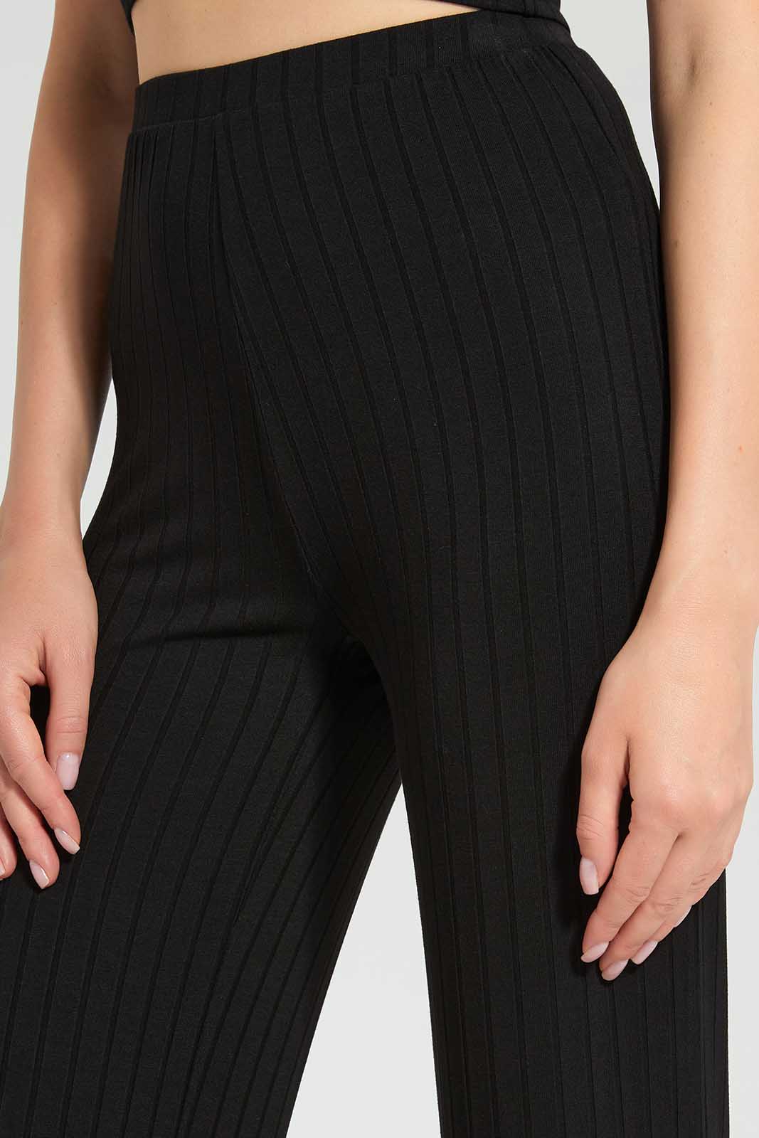 Redtag-Black-Flared-Trosuer-Category:Trousers,-Colour:Black,-Deals:New-In,-Filter:Women's-Clothing,-LEC,-LEC-Trousers,-New-In-LEC,-Non-Sale,-Section:Women,-W22O-Women's-