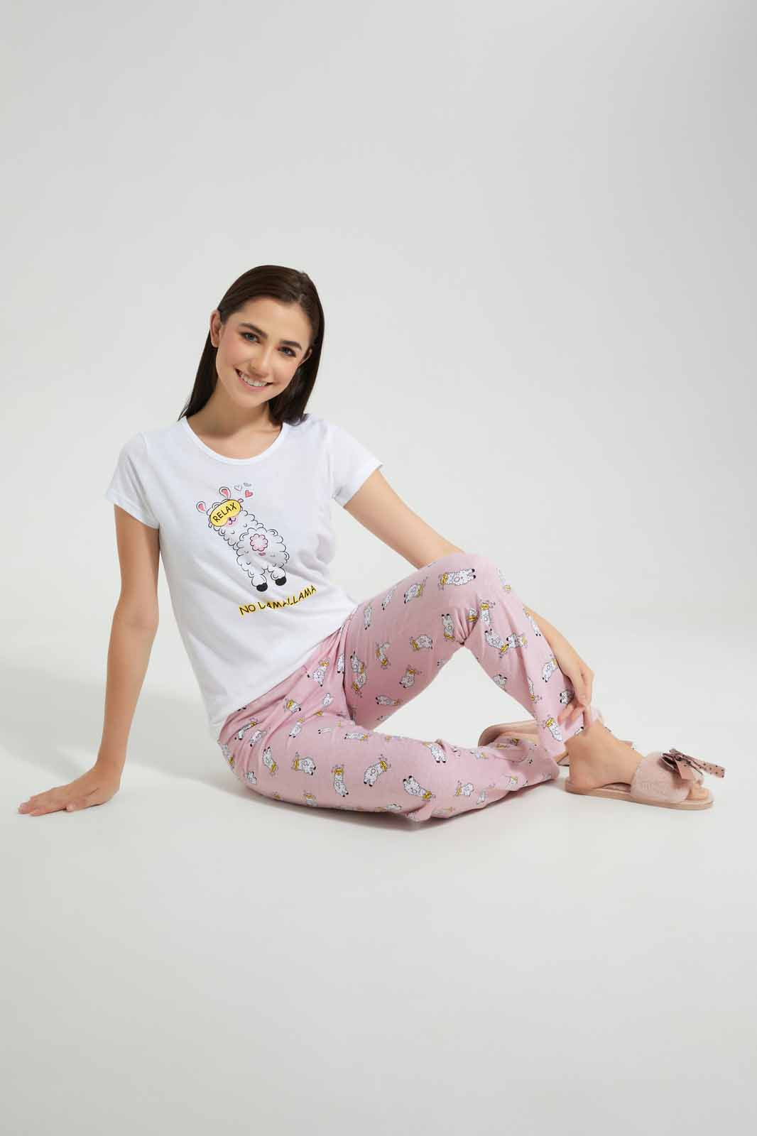 Redtag-White-Printed-Pyjama-Set-Category:Pyjama-Sets,-Colour:White,-Deals:New-In,-Filter:Women's-Clothing,-New-In-Women-APL,-Non-Sale,-Section:Women,-TBL,-W22O,-Women-Pyjama-Sets--