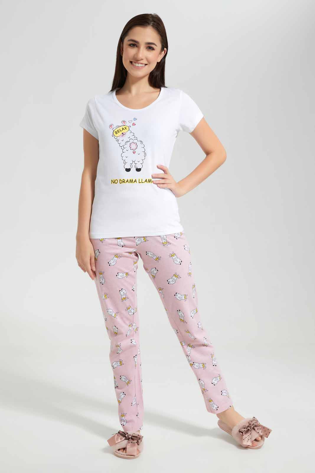 Redtag-White-Printed-Pyjama-Set-Category:Pyjama-Sets,-Colour:White,-Deals:New-In,-Filter:Women's-Clothing,-New-In-Women-APL,-Non-Sale,-Section:Women,-TBL,-W22O,-Women-Pyjama-Sets--