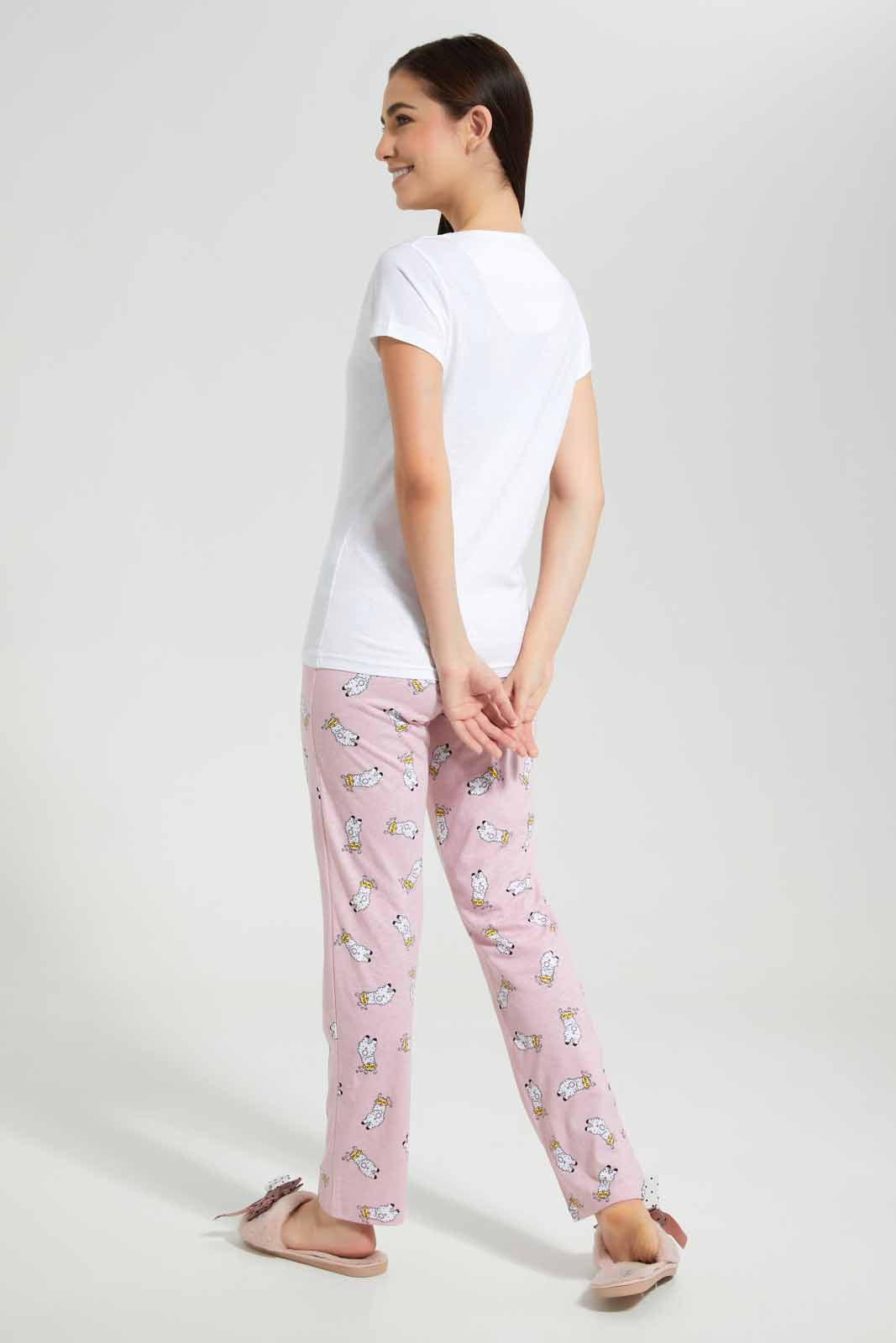 Redtag-White-Printed-Pyjama-Set-Category:Pyjama-Sets,-Colour:White,-Deals:New-In,-Filter:Women's-Clothing,-New-In-Women-APL,-Non-Sale,-Section:Women,-TBL,-W22O,-Women-Pyjama-Sets--