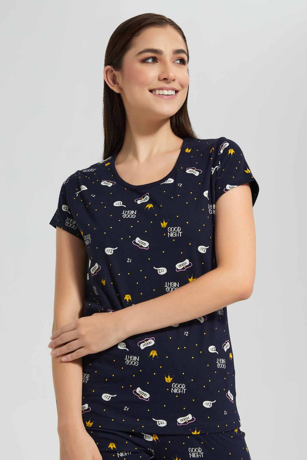 Redtag-Navy-Allover-Printed-Pyjama-Set-Category:Pyjama-Sets,-Colour:Navy,-Deals:New-In,-Filter:Women's-Clothing,-New-In-Women-APL,-Non-Sale,-Section:Women,-TBL,-W22O,-Women-Pyjama-Sets--