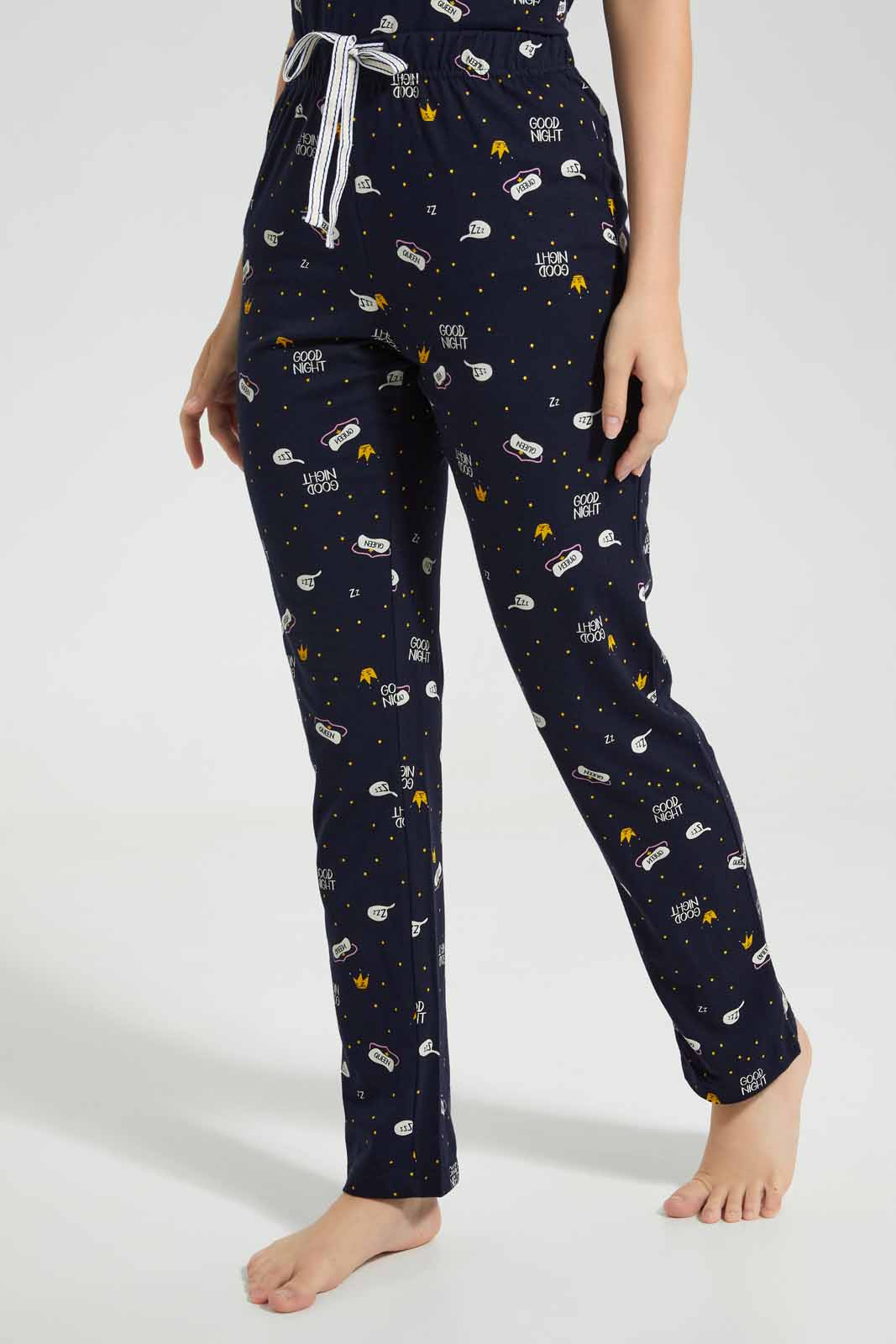Redtag-Navy-Allover-Printed-Pyjama-Set-Category:Pyjama-Sets,-Colour:Navy,-Deals:New-In,-Filter:Women's-Clothing,-New-In-Women-APL,-Non-Sale,-Section:Women,-TBL,-W22O,-Women-Pyjama-Sets--