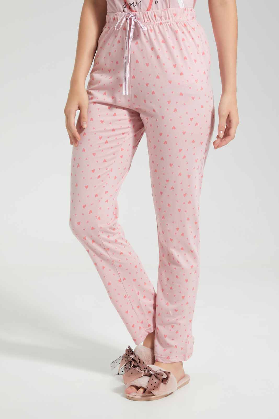 Redtag-Dusty-Pink-Panda-Printed-Pyjama-Set-Category:Pyjama-Sets,-Colour:Apricot,-Deals:New-In,-Filter:Women's-Clothing,-New-In-Women,-Non-Sale,-Section:Women,-TBL,-W22O,-Women-Pyjama-Sets--