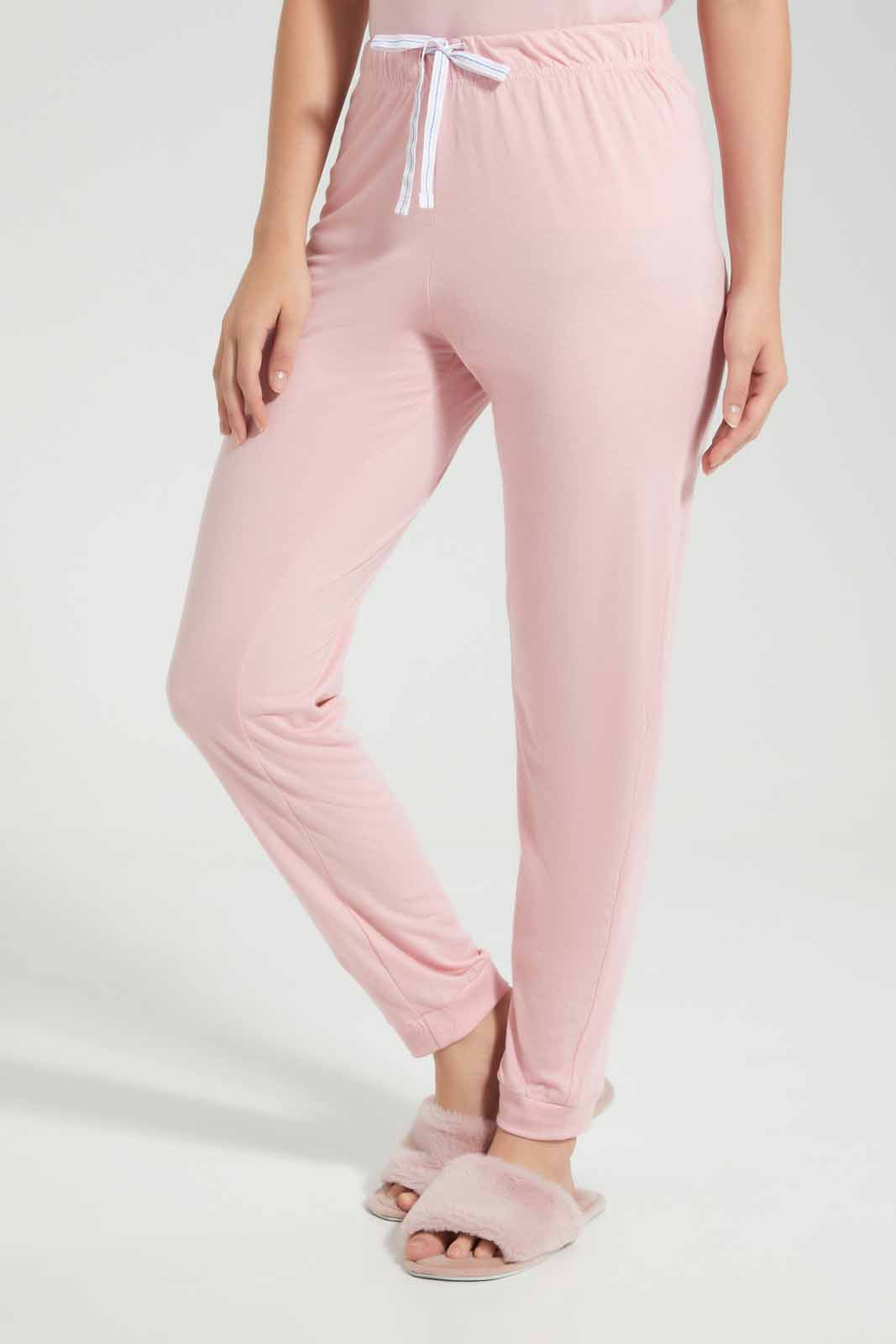 Redtag-Pink-Melange-Good-Day-Printed-Pyjama-Set-Category:Pyjama-Sets,-Colour:Apricot,-Deals:New-In,-Filter:Women's-Clothing,-New-In-Women-APL,-Non-Sale,-Section:Women,-TBL,-W22O,-Women-Pyjama-Sets--