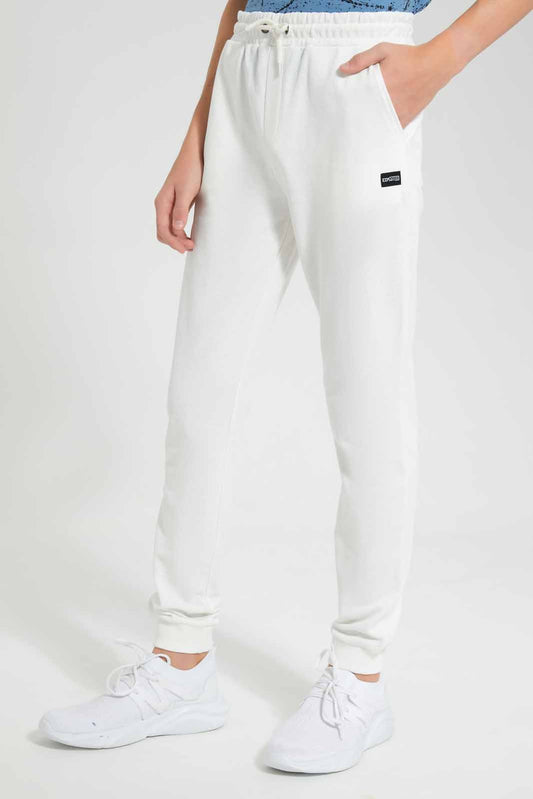 Redtag-White-Pique-Active-Pant-BSR-Joggers,-Category:Joggers,-Colour:White,-Deals:New-In,-Filter:Senior-Boys-(9-to-14-Yrs),-New-In-BSR-APL,-Non-Sale,-Section:Boys-(0-to-14Yrs),-VLM,-W22O-Senior-Boys-9 to 14 Years